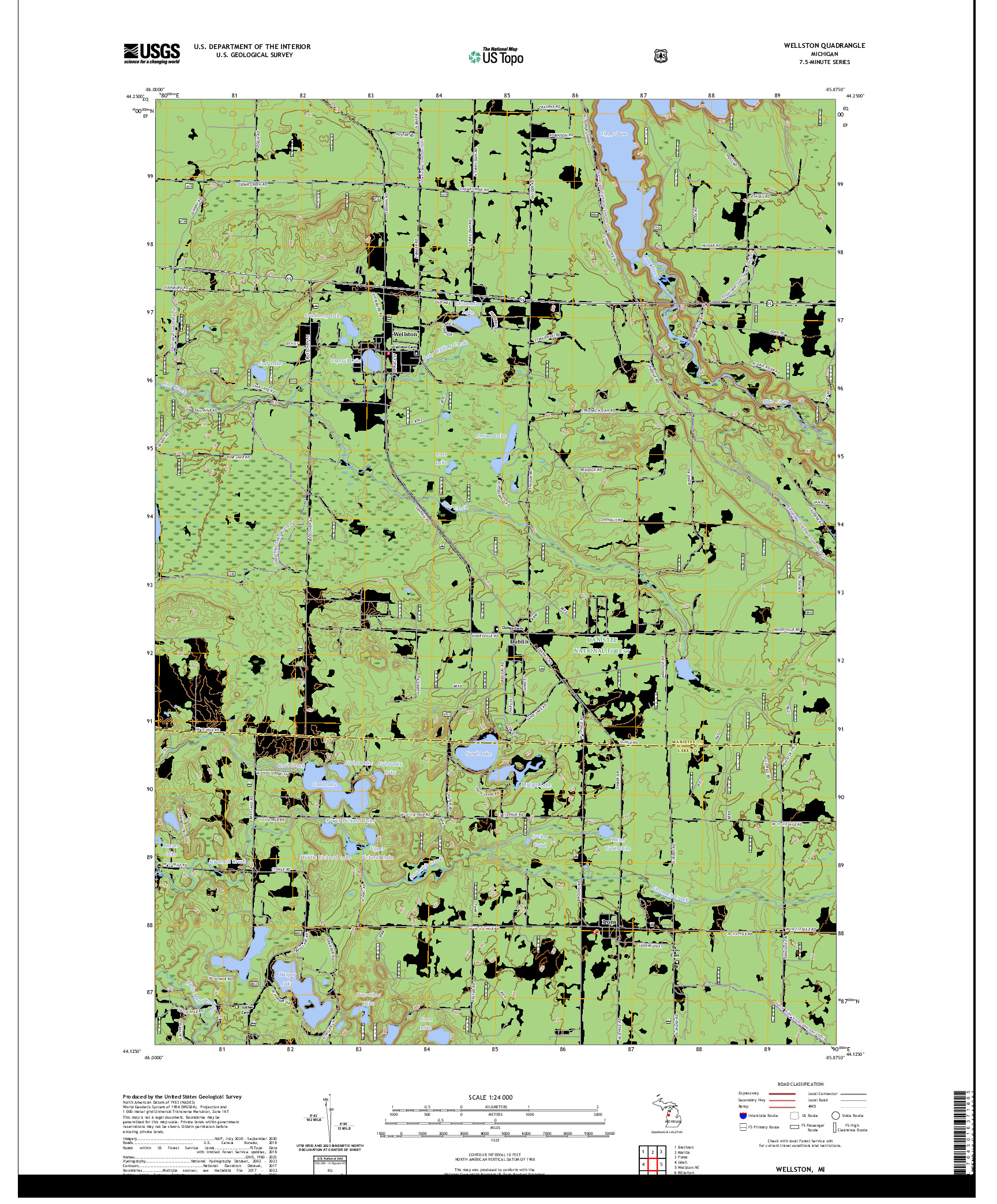 US TOPO 7.5-MINUTE MAP FOR WELLSTON, MI