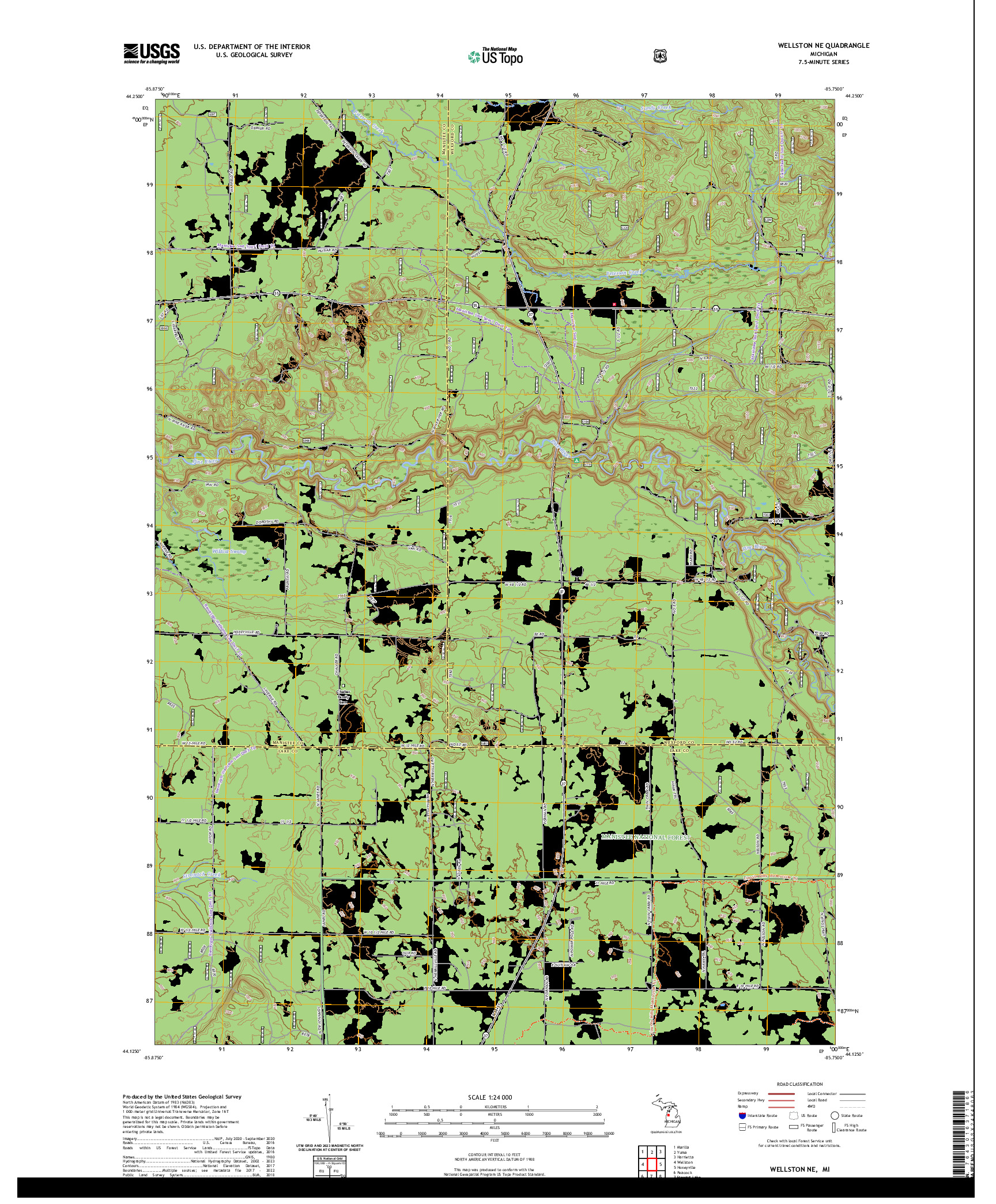 US TOPO 7.5-MINUTE MAP FOR WELLSTON NE, MI