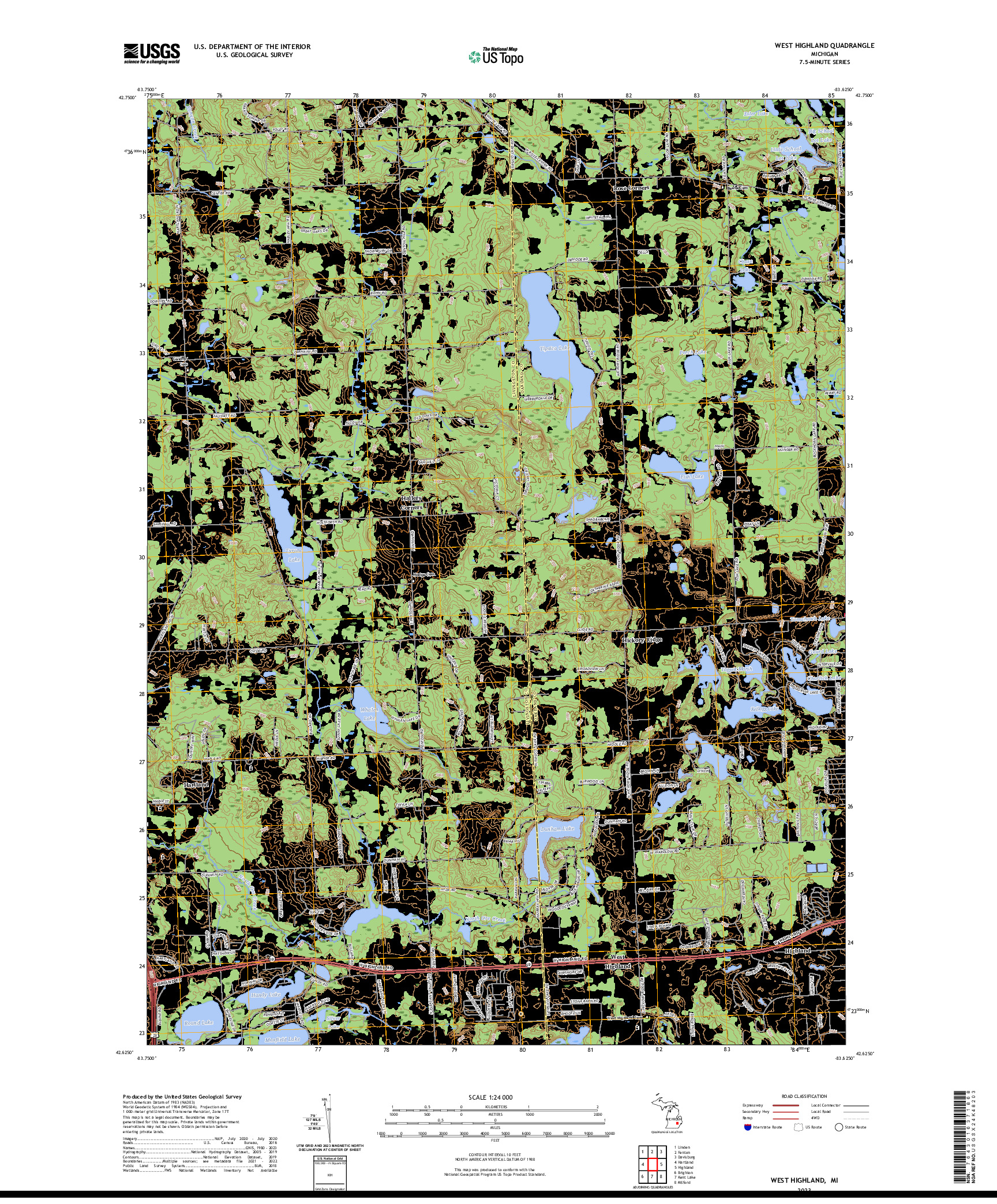 US TOPO 7.5-MINUTE MAP FOR WEST HIGHLAND, MI