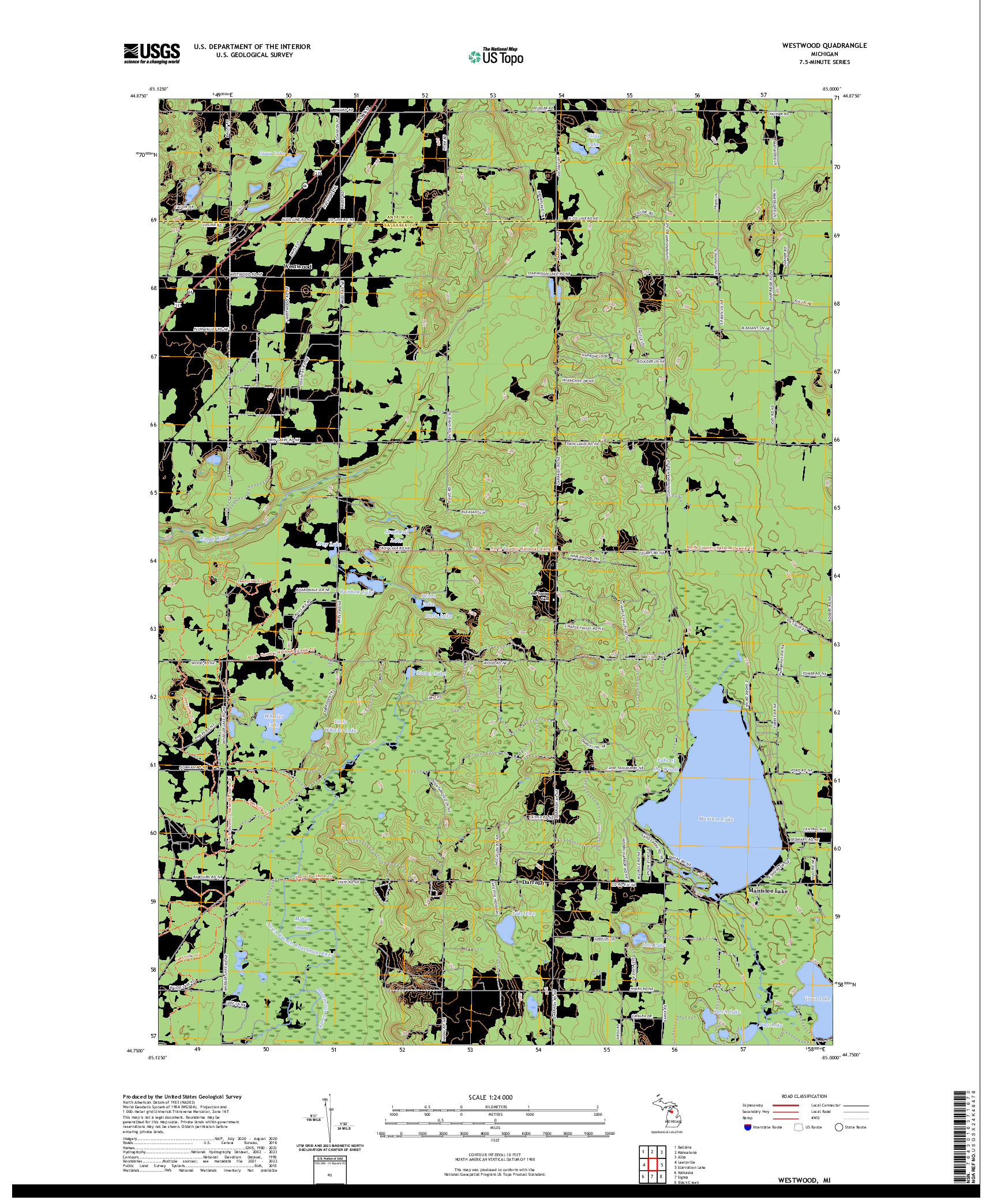 US TOPO 7.5-MINUTE MAP FOR WESTWOOD, MI