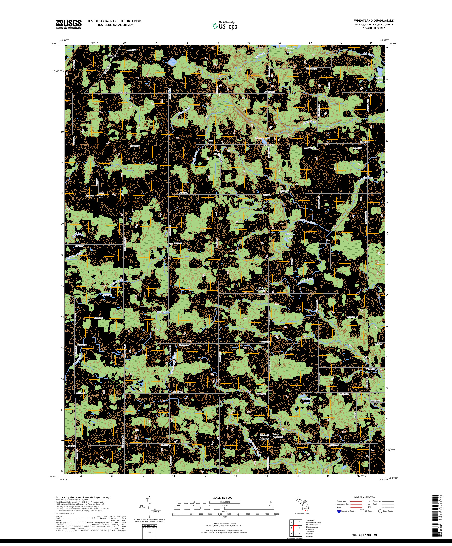 US TOPO 7.5-MINUTE MAP FOR WHEATLAND, MI