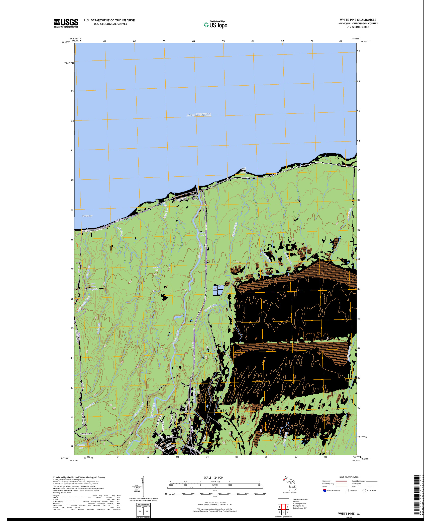 US TOPO 7.5-MINUTE MAP FOR WHITE PINE, MI