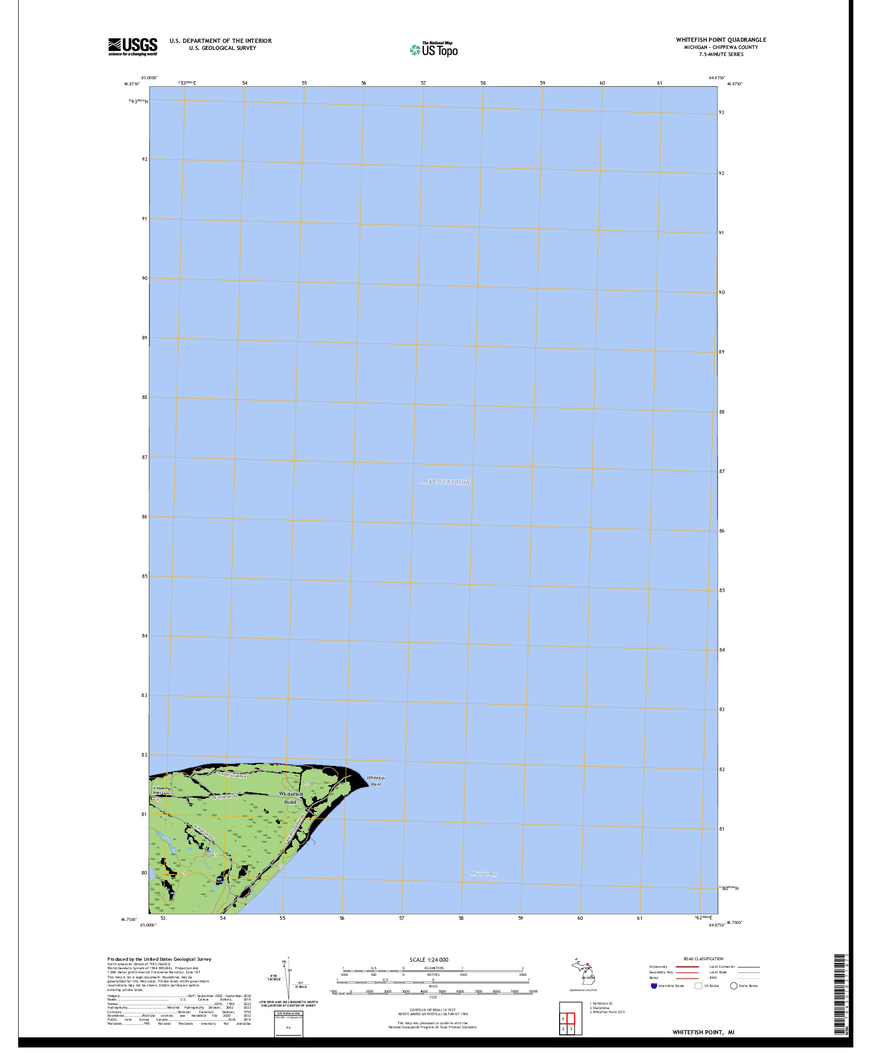 US TOPO 7.5-MINUTE MAP FOR WHITEFISH POINT, MI