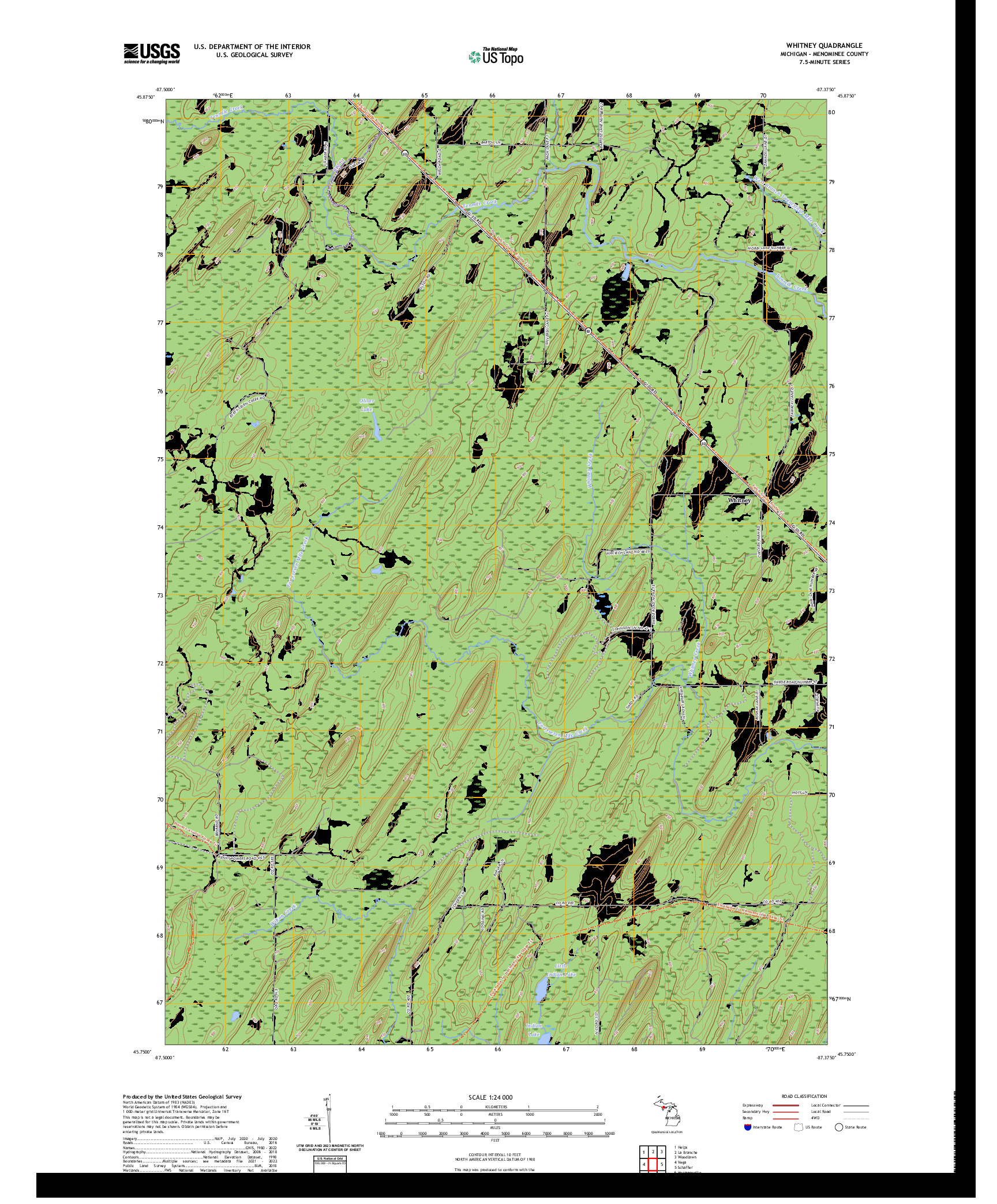 US TOPO 7.5-MINUTE MAP FOR WHITNEY, MI