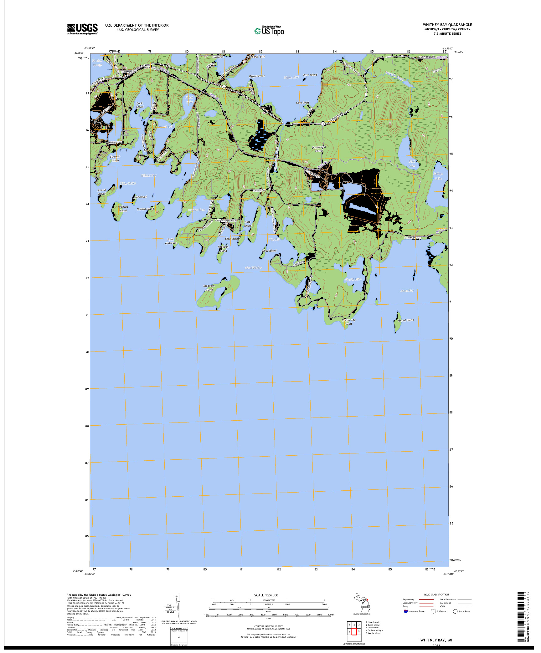 US TOPO 7.5-MINUTE MAP FOR WHITNEY BAY, MI