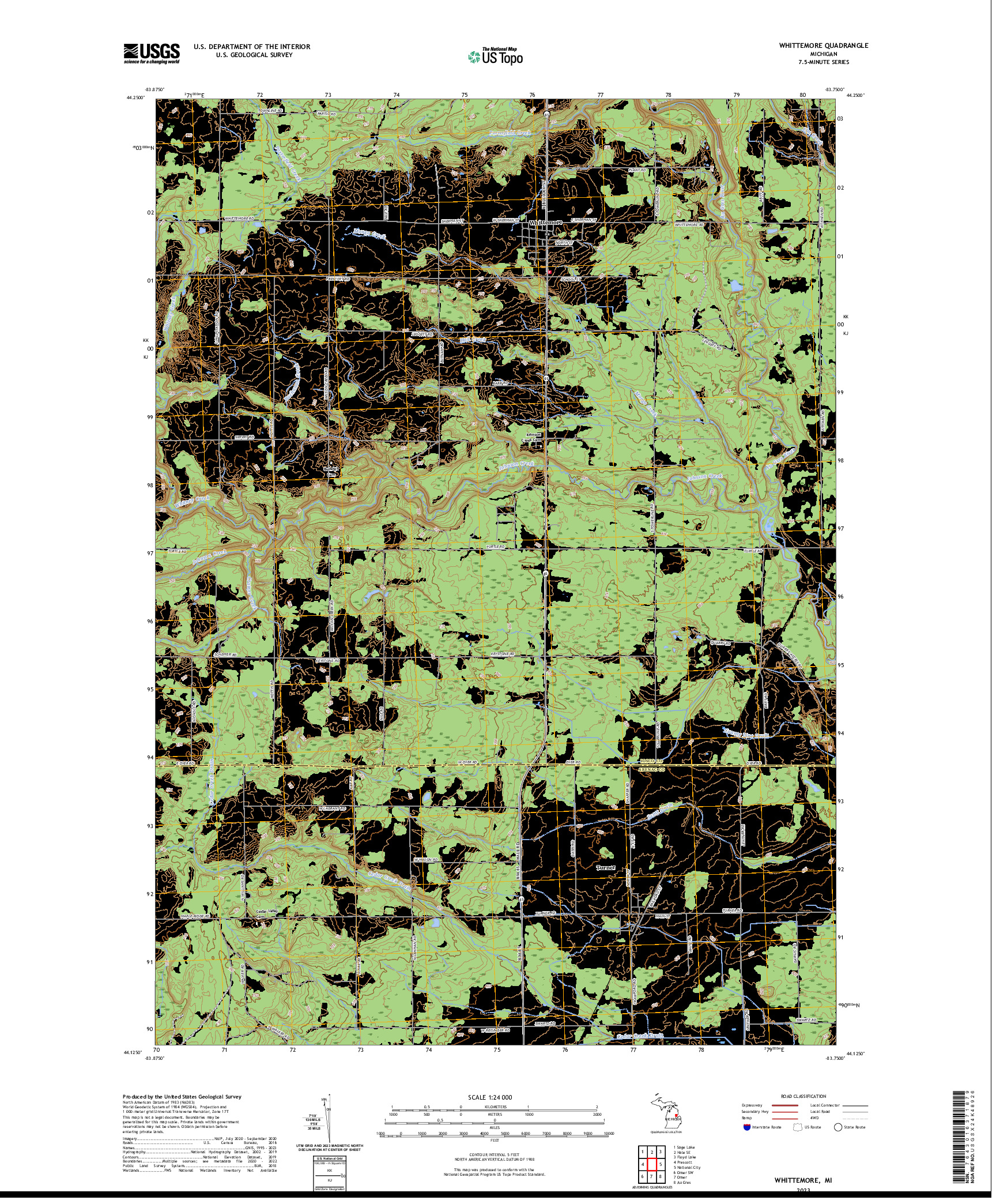 US TOPO 7.5-MINUTE MAP FOR WHITTEMORE, MI