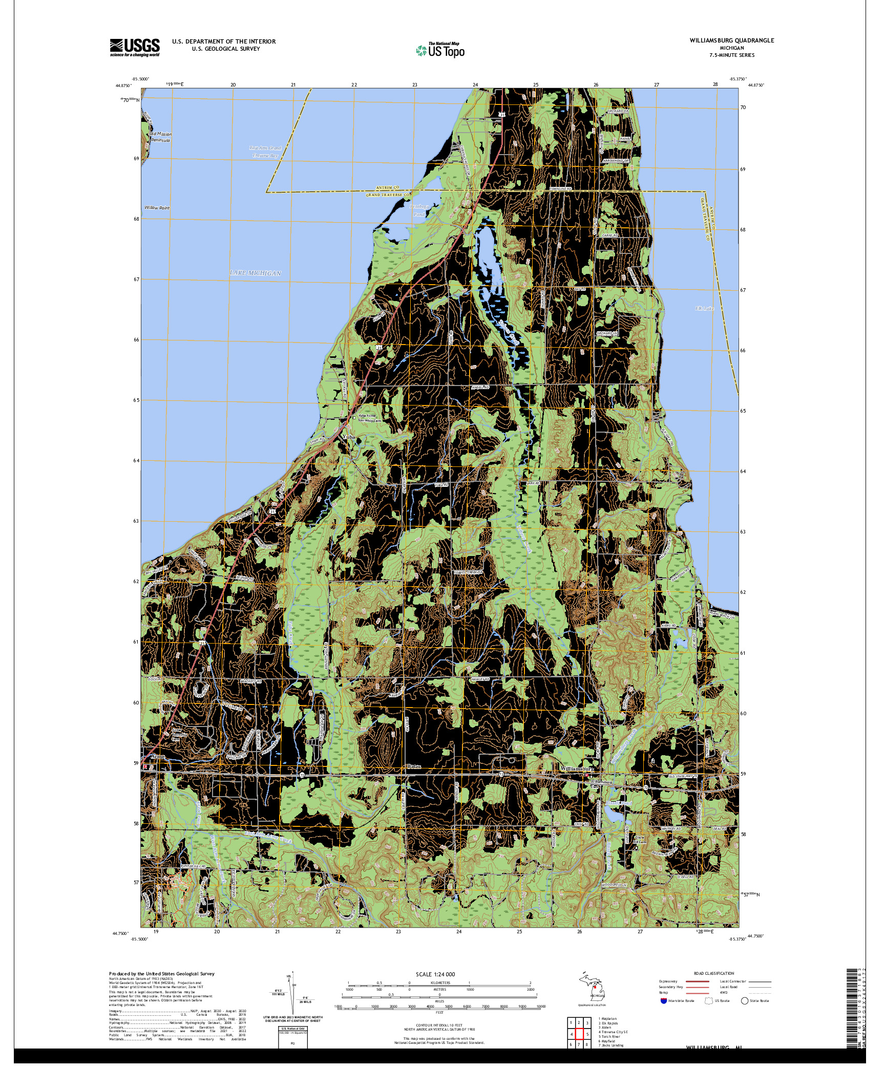 US TOPO 7.5-MINUTE MAP FOR WILLIAMSBURG, MI