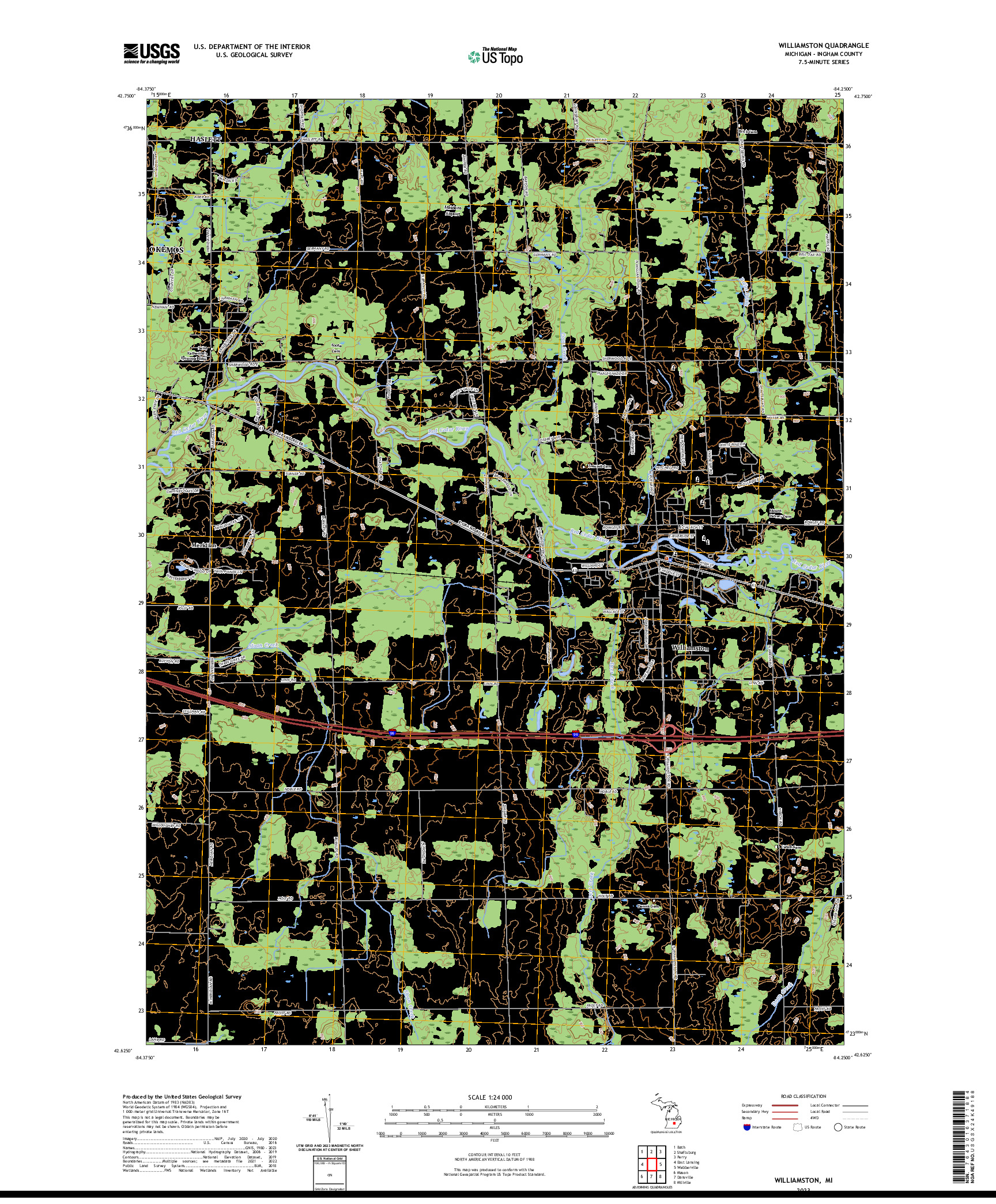 US TOPO 7.5-MINUTE MAP FOR WILLIAMSTON, MI