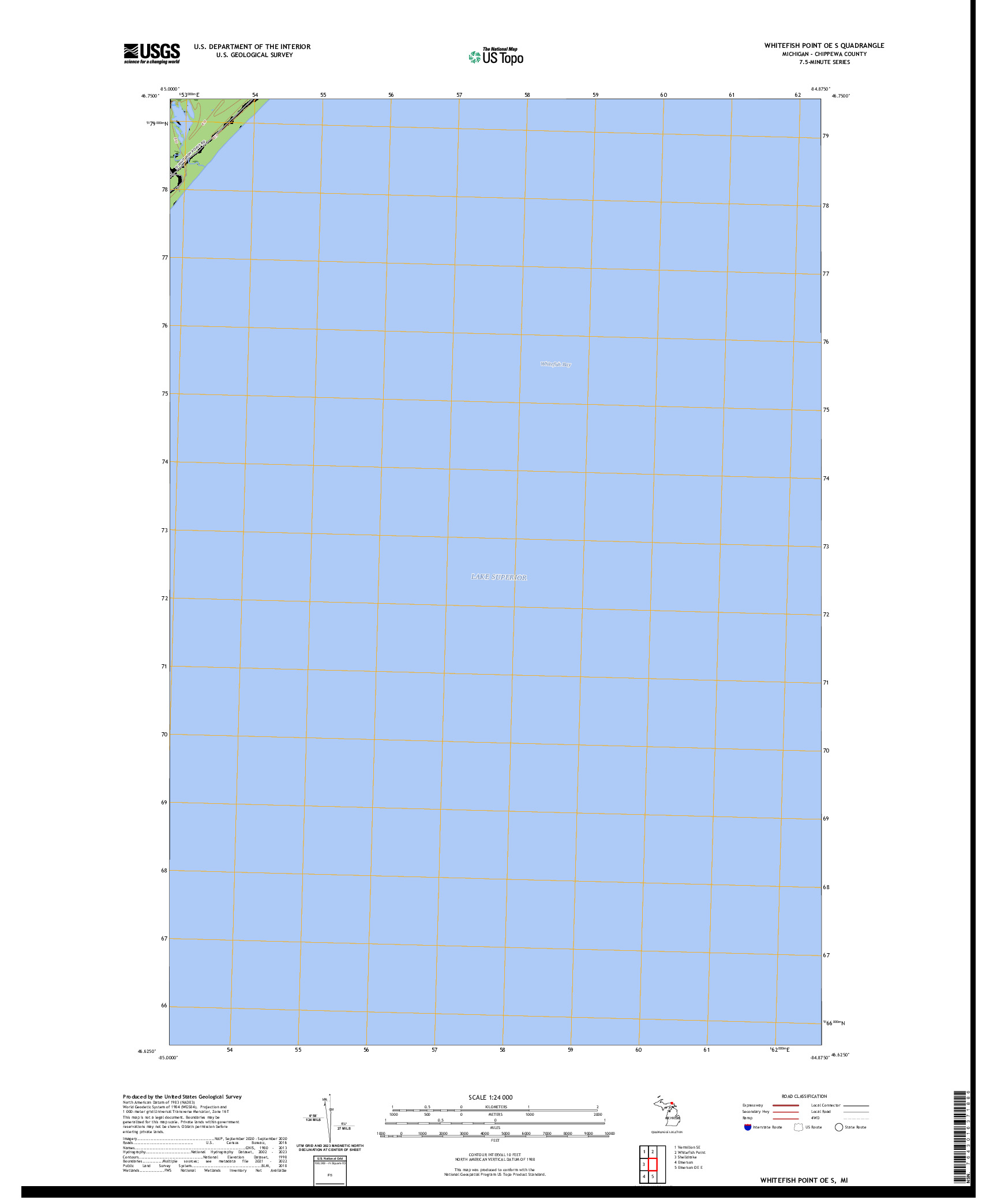 US TOPO 7.5-MINUTE MAP FOR WHITEFISH POINT OE S, MI