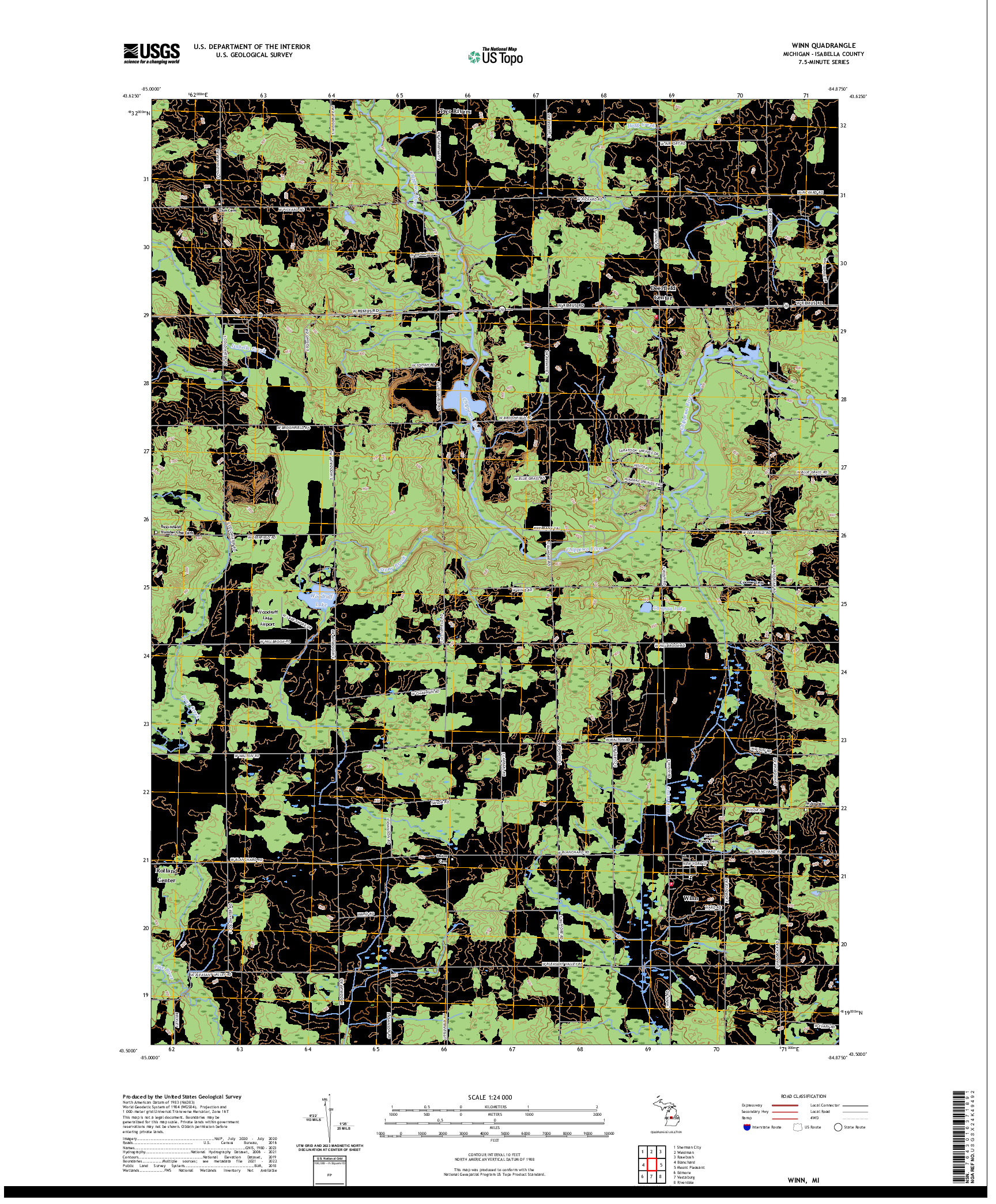 US TOPO 7.5-MINUTE MAP FOR WINN, MI