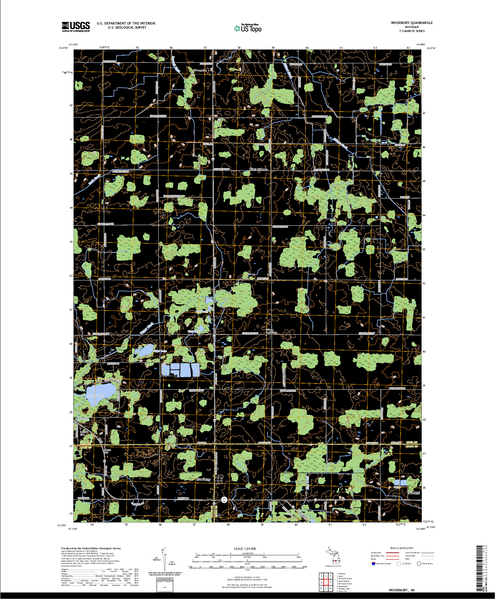 US TOPO 7.5-MINUTE MAP FOR WOODBURY, MI