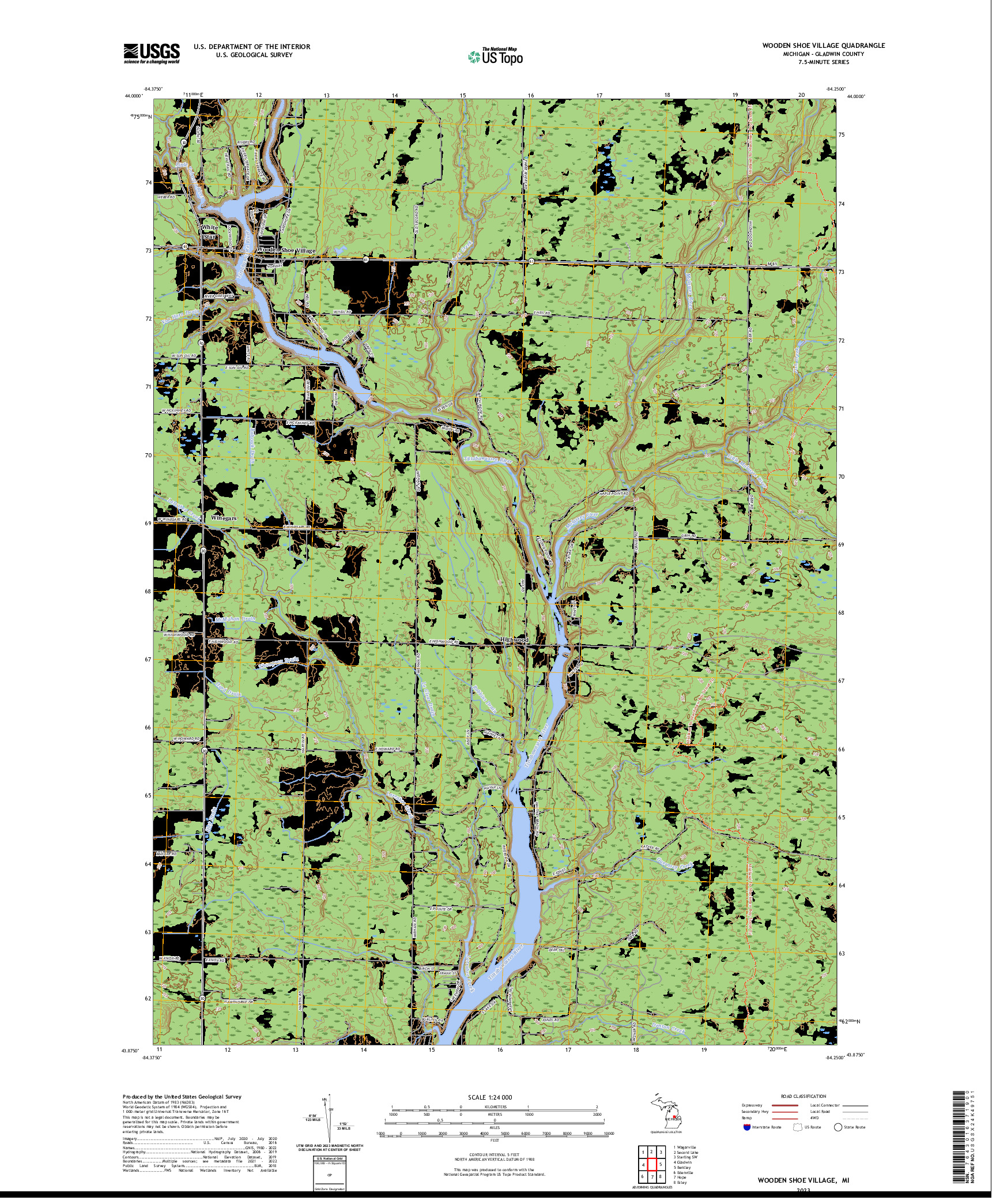 US TOPO 7.5-MINUTE MAP FOR WOODEN SHOE VILLAGE, MI