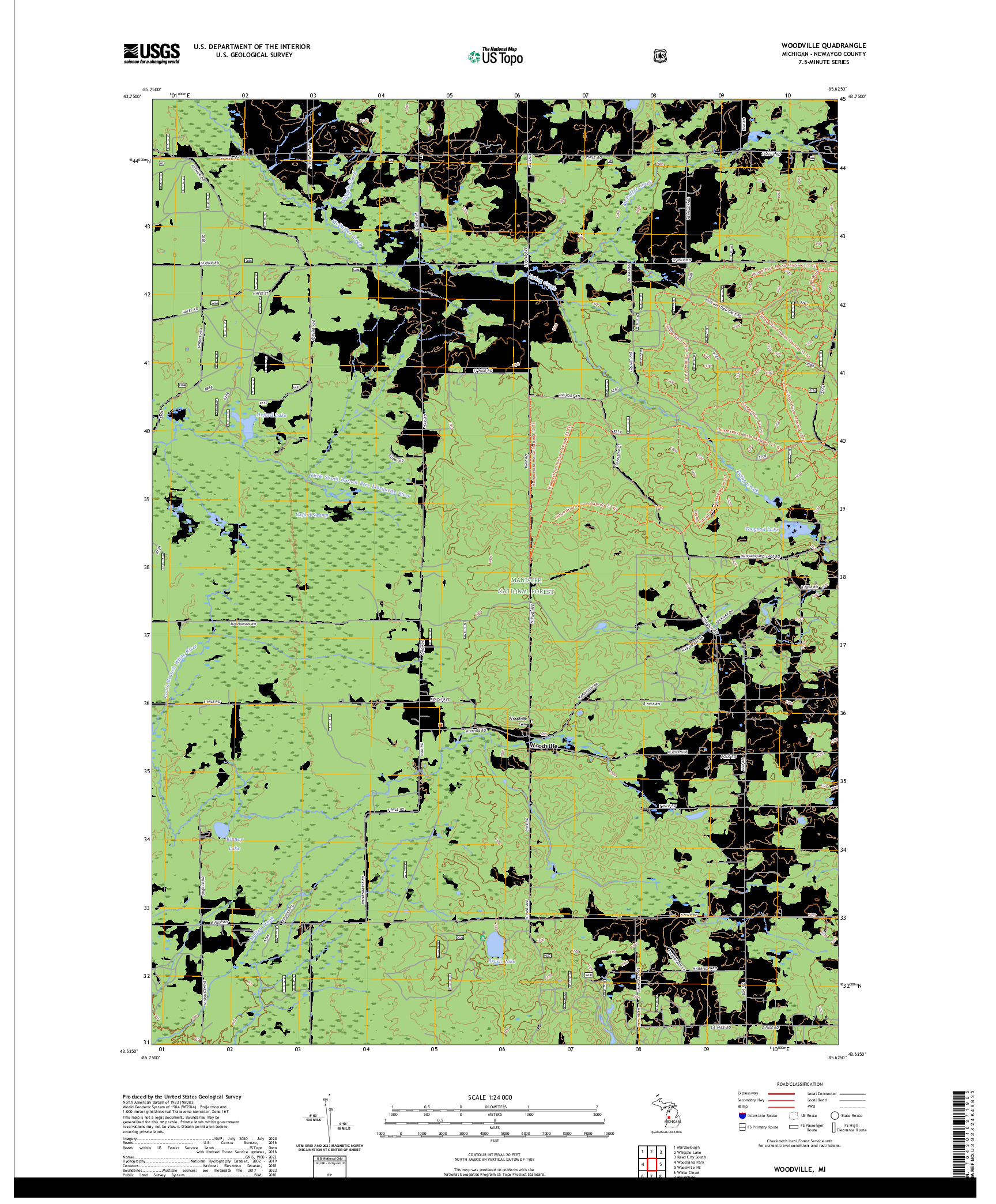 US TOPO 7.5-MINUTE MAP FOR WOODVILLE, MI