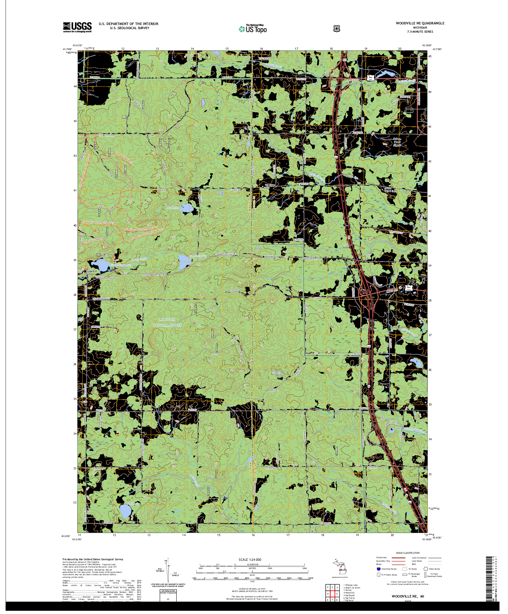 US TOPO 7.5-MINUTE MAP FOR WOODVILLE NE, MI