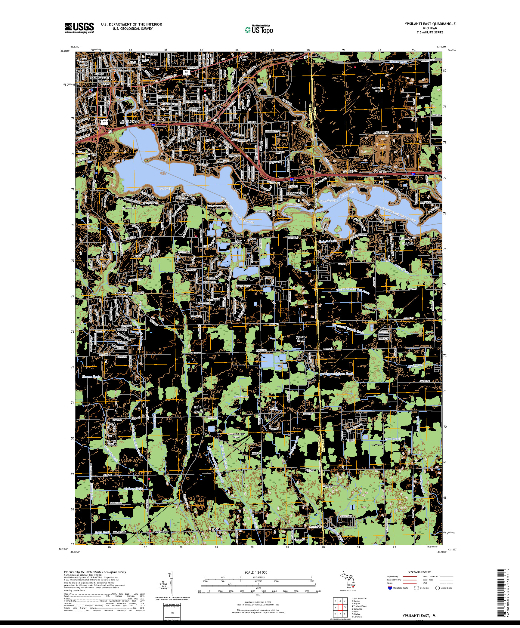 US TOPO 7.5-MINUTE MAP FOR YPSILANTI EAST, MI