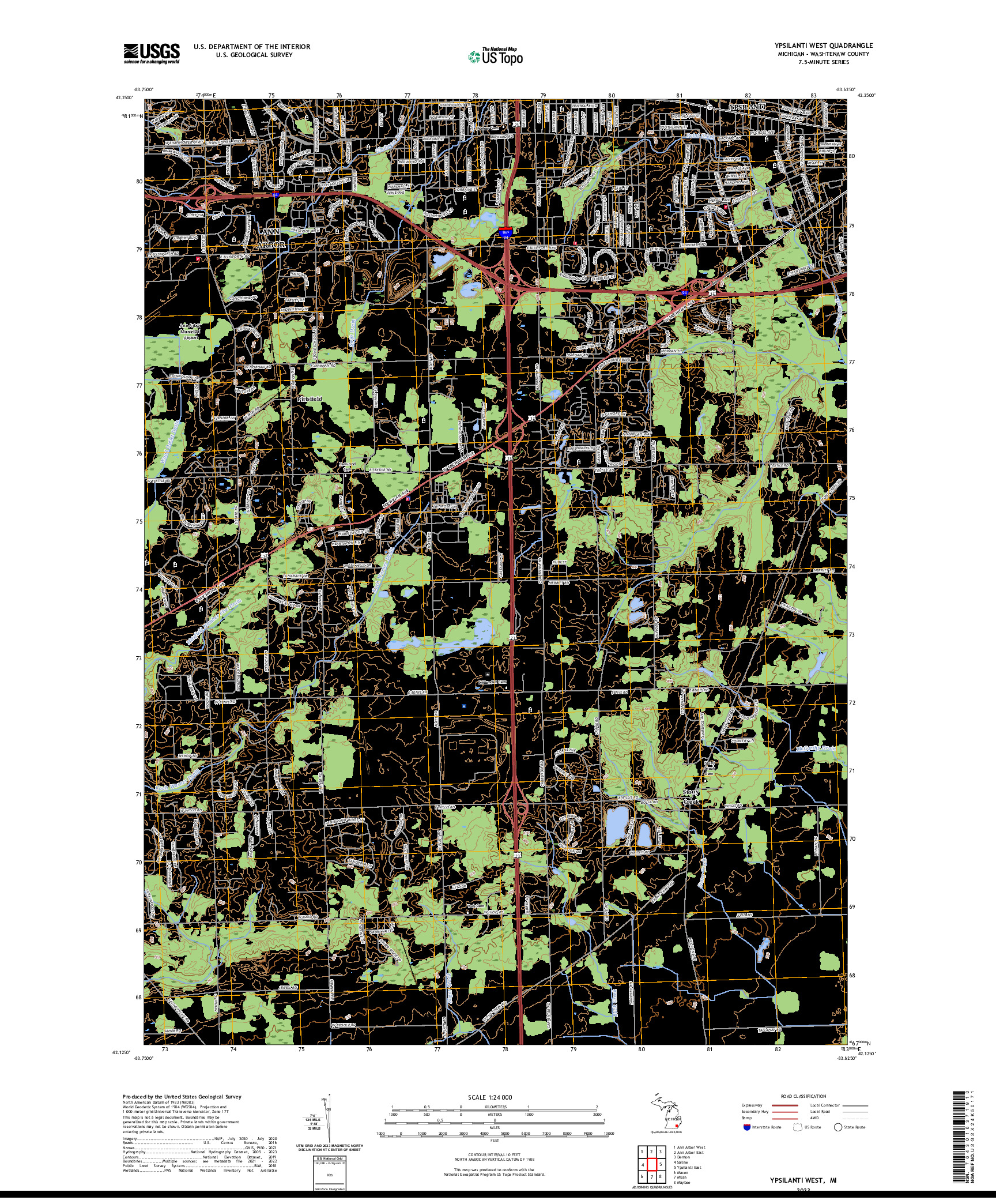 US TOPO 7.5-MINUTE MAP FOR YPSILANTI WEST, MI