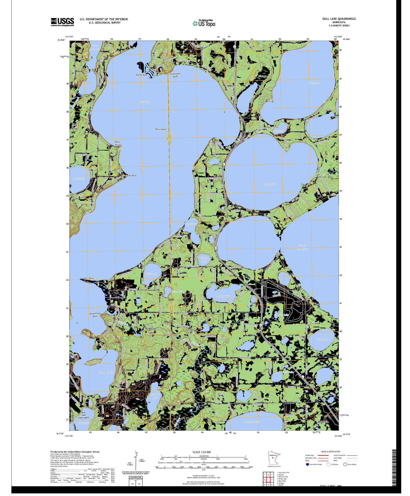 US TOPO 7.5-MINUTE MAP FOR GULL LAKE, MN