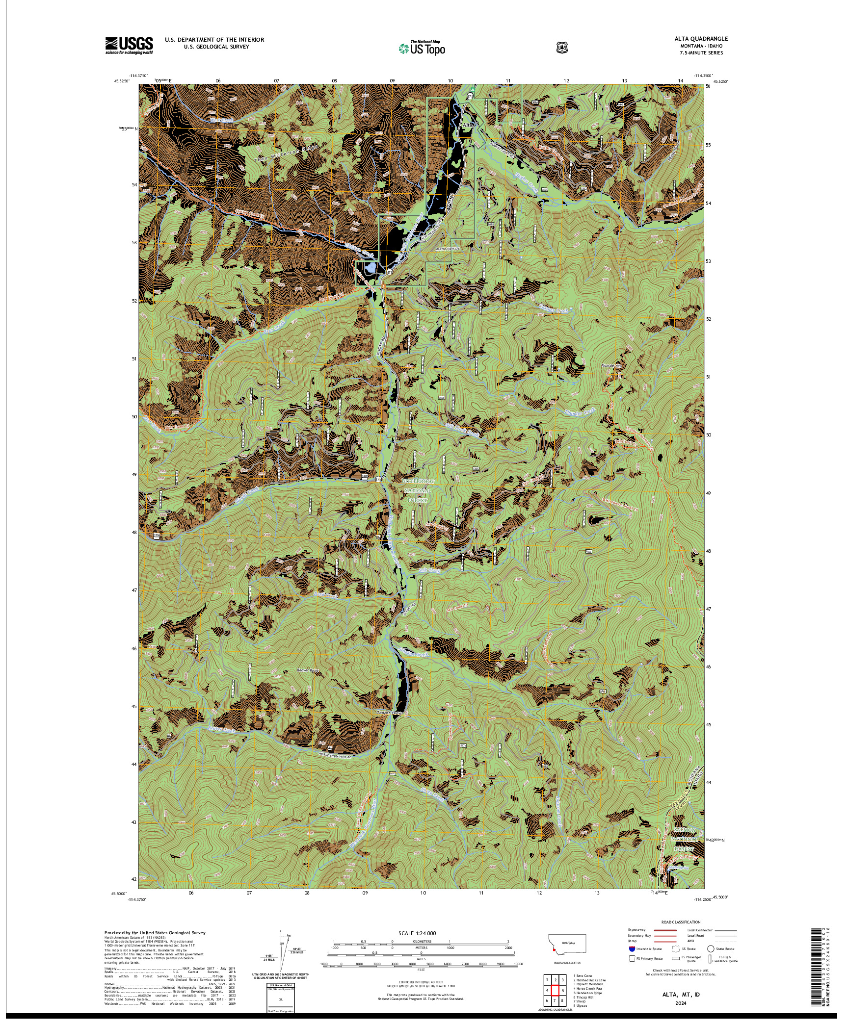 US TOPO 7.5-MINUTE MAP FOR ALTA, MT,ID