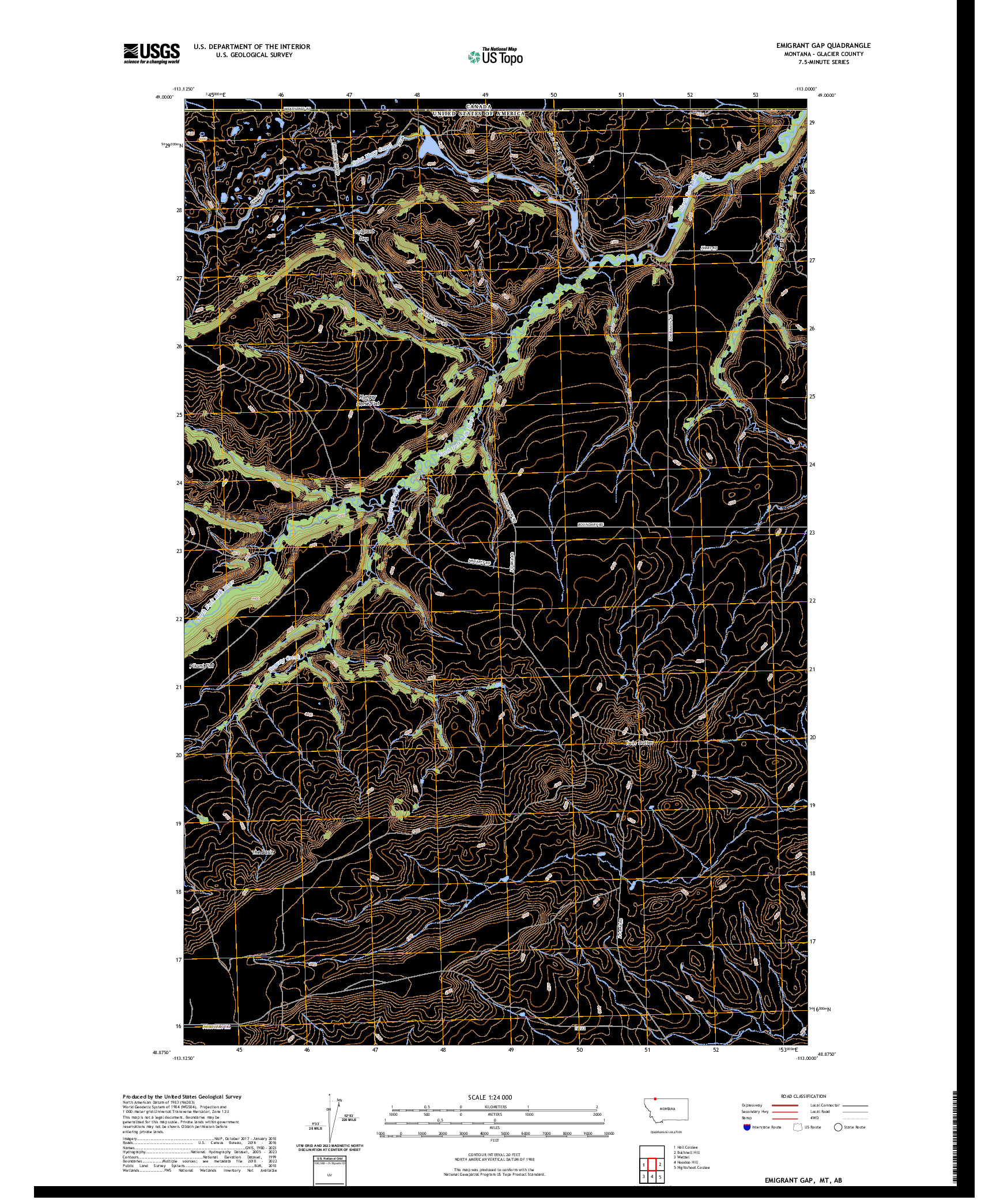 US TOPO 7.5-MINUTE MAP FOR EMIGRANT GAP, MT,AB