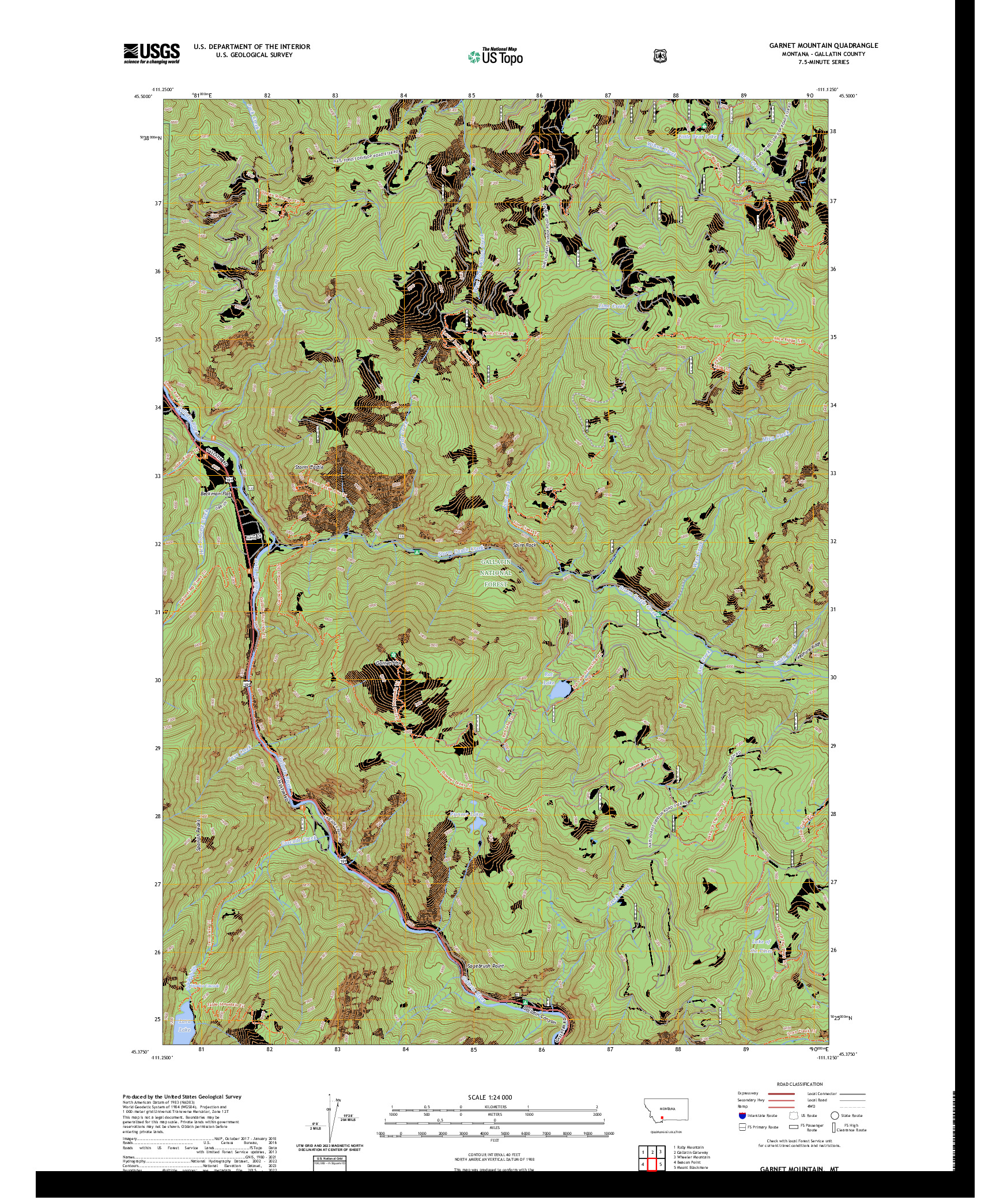 US TOPO 7.5-MINUTE MAP FOR GARNET MOUNTAIN, MT