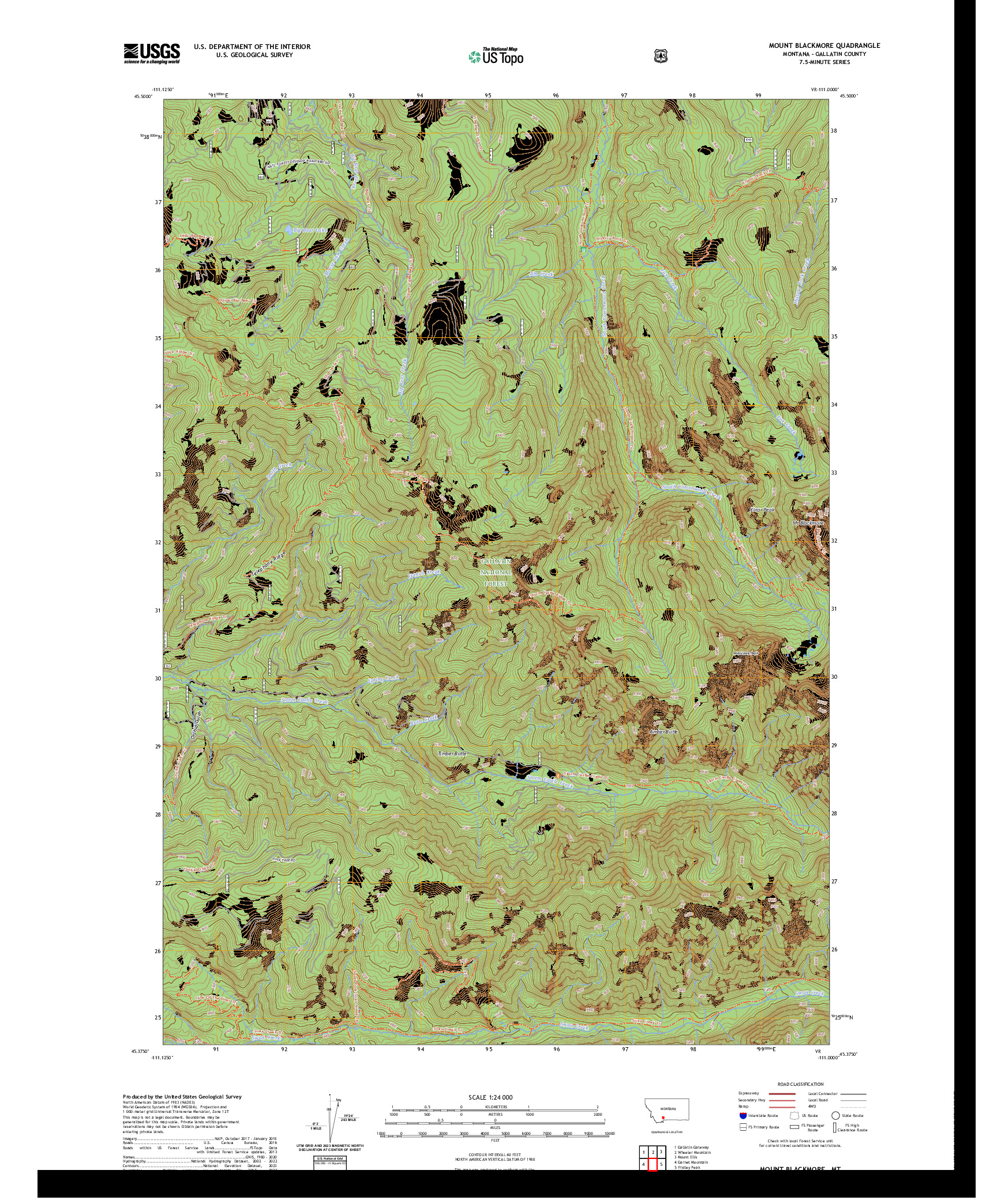 US TOPO 7.5-MINUTE MAP FOR MOUNT BLACKMORE, MT