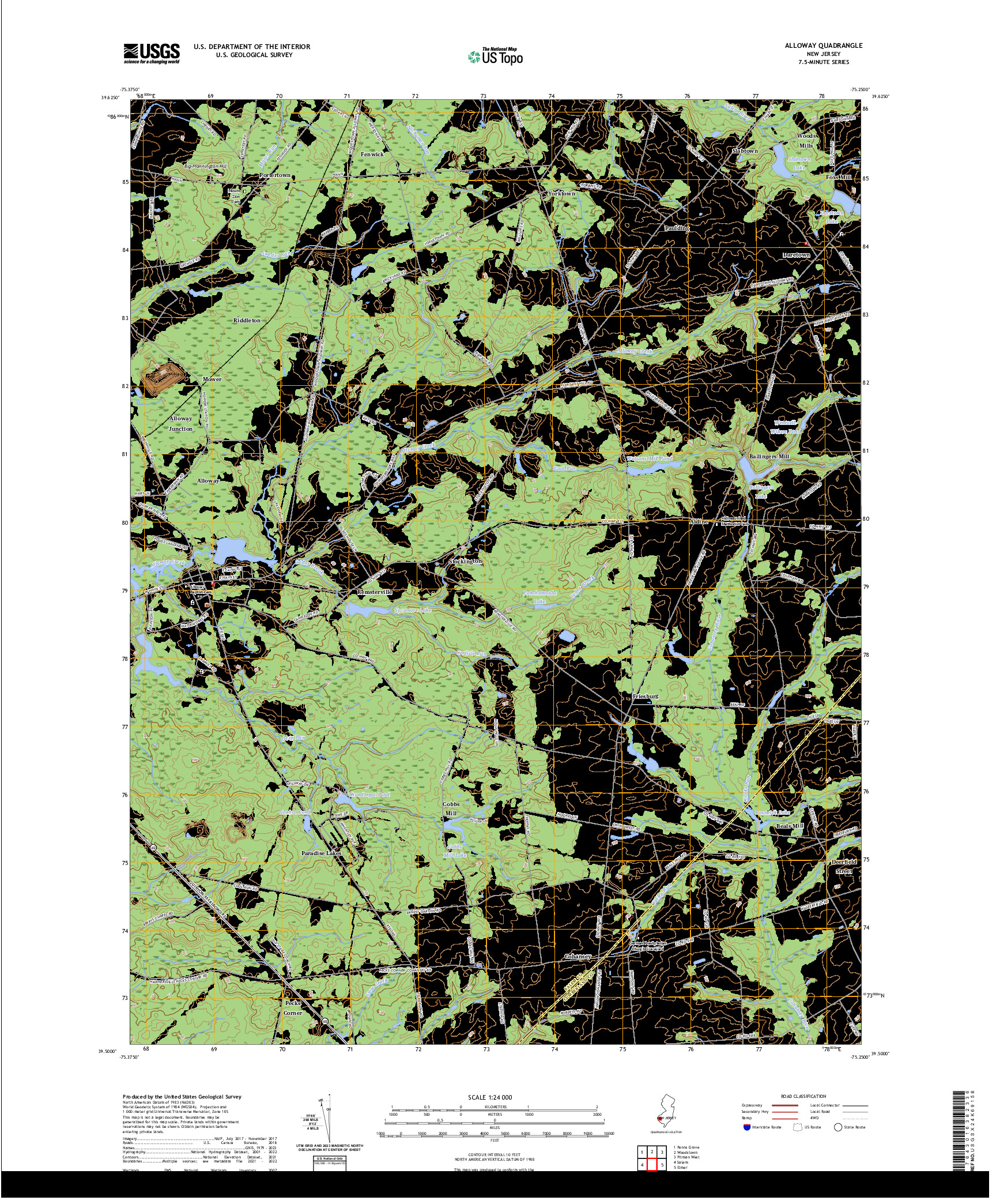 US TOPO 7.5-MINUTE MAP FOR ALLOWAY, NJ