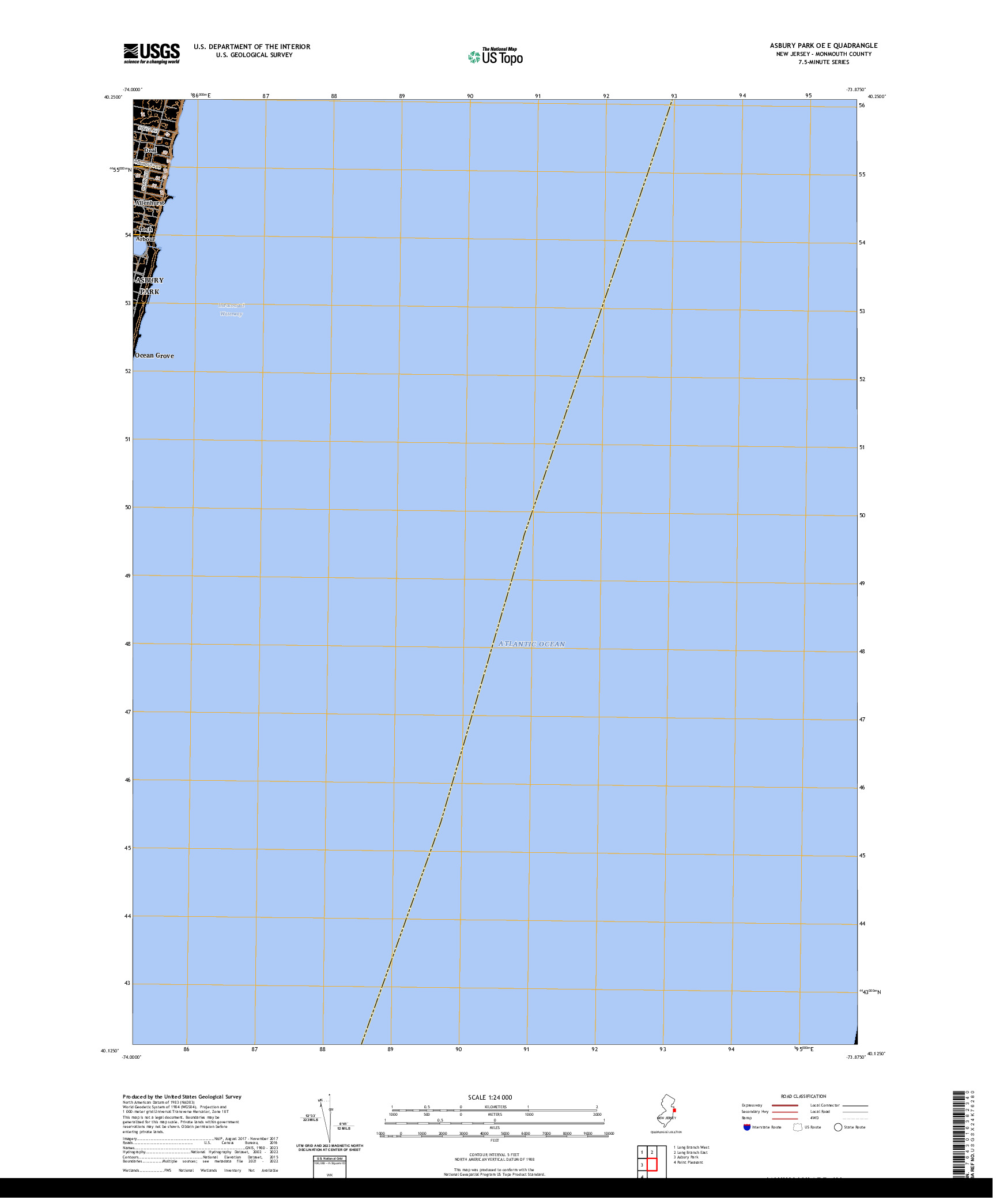 US TOPO 7.5-MINUTE MAP FOR ASBURY PARK OE E, NJ