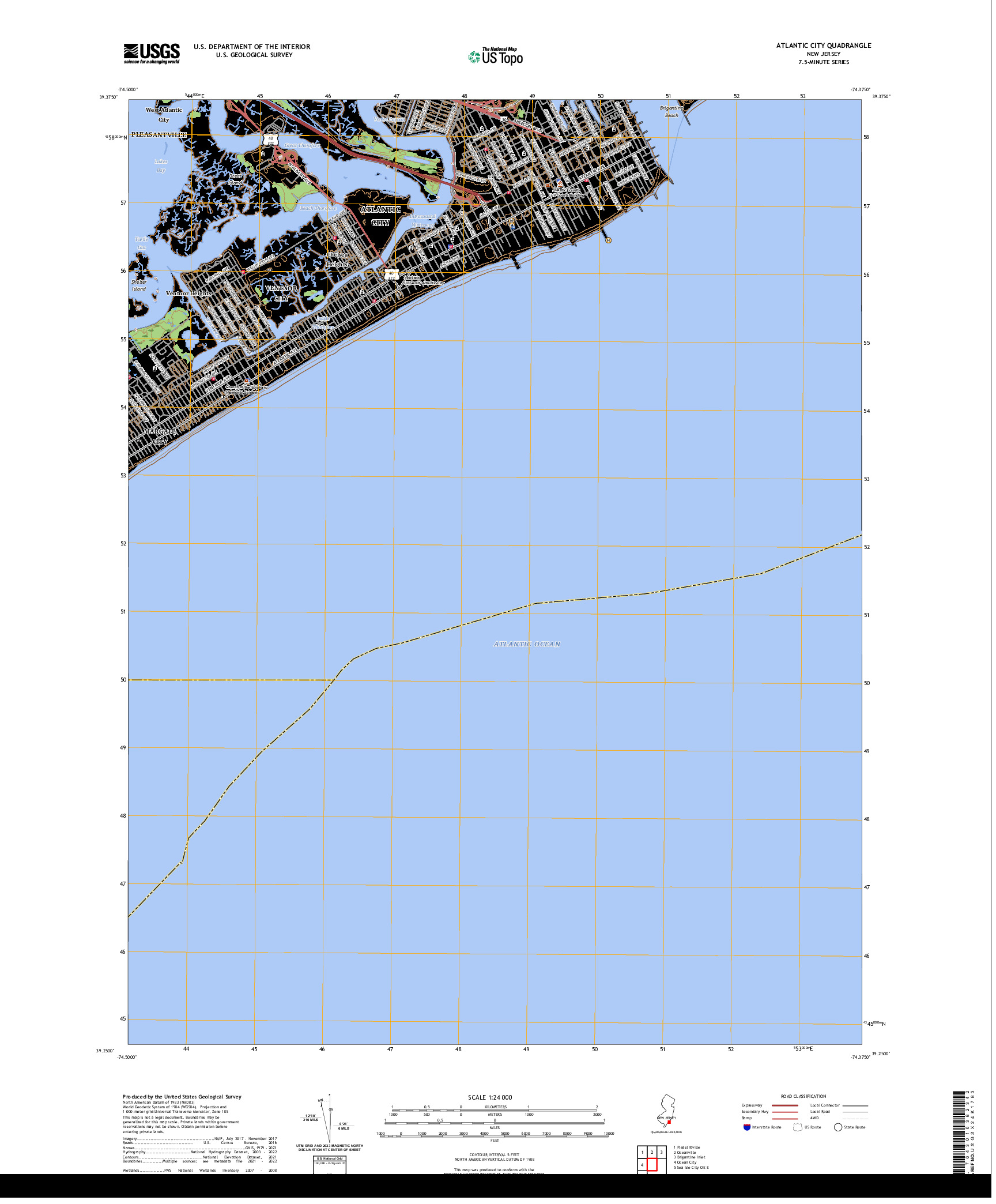 US TOPO 7.5-MINUTE MAP FOR ATLANTIC CITY, NJ