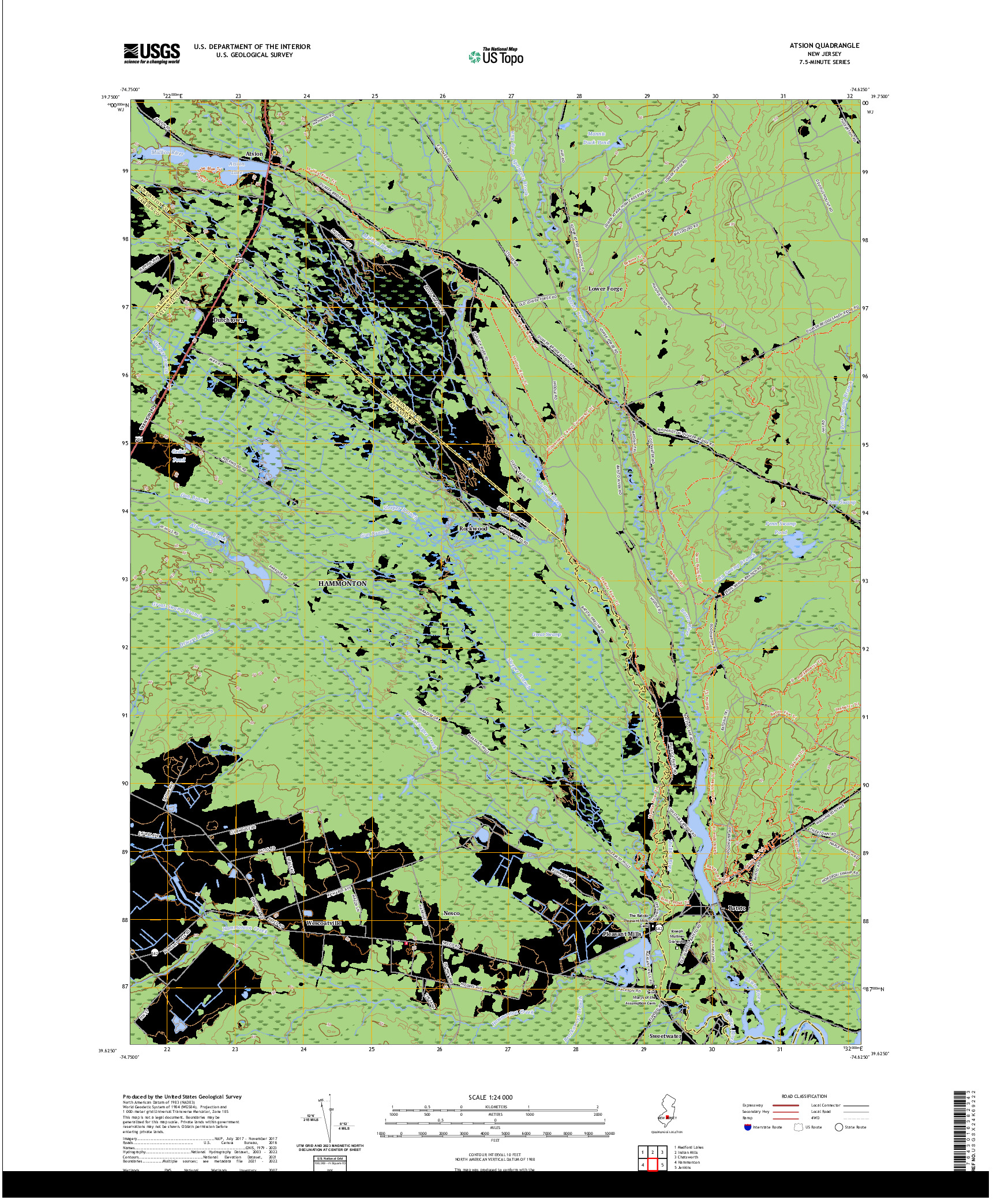 US TOPO 7.5-MINUTE MAP FOR ATSION, NJ