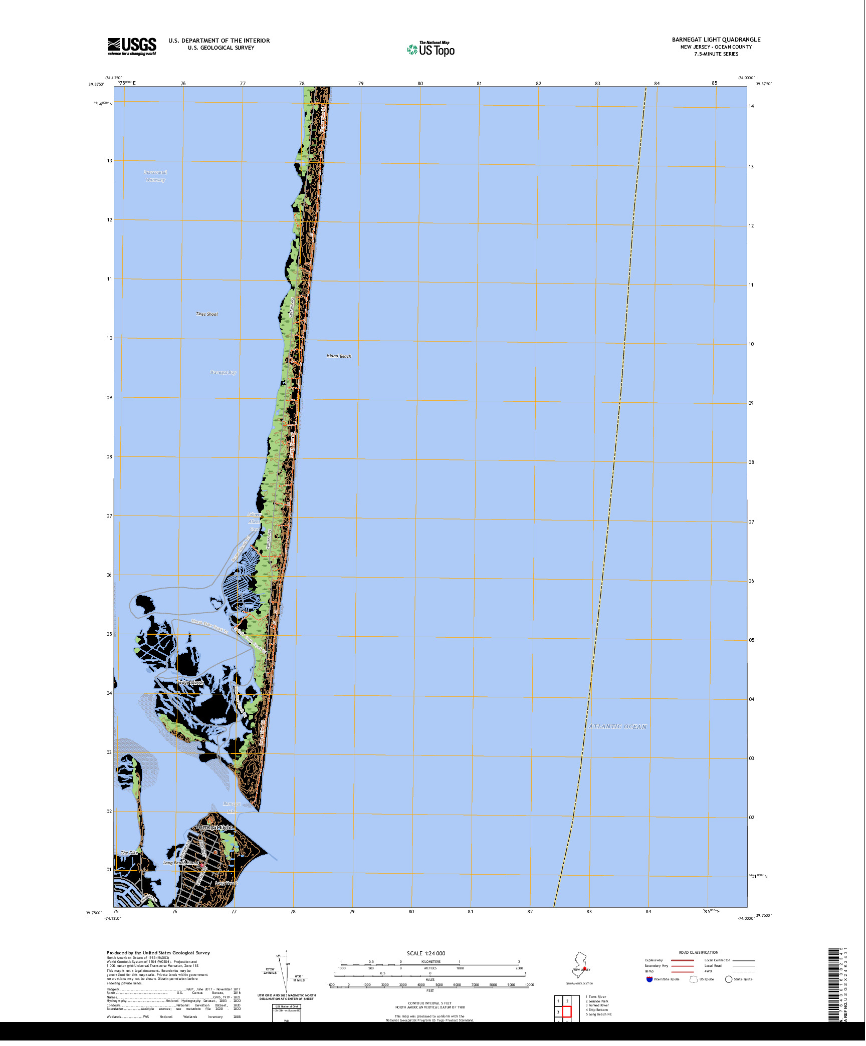 US TOPO 7.5-MINUTE MAP FOR BARNEGAT LIGHT, NJ