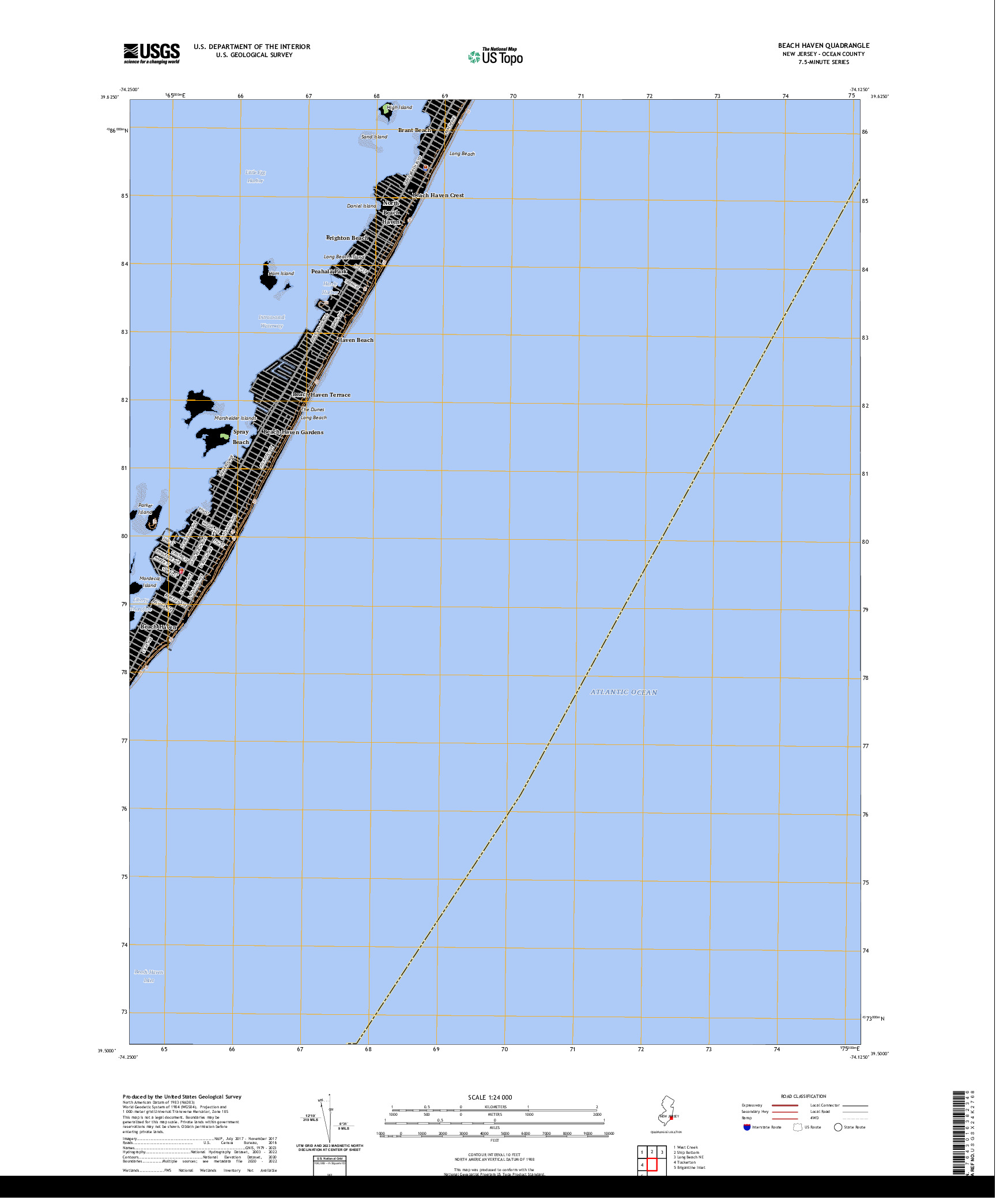 US TOPO 7.5-MINUTE MAP FOR BEACH HAVEN, NJ