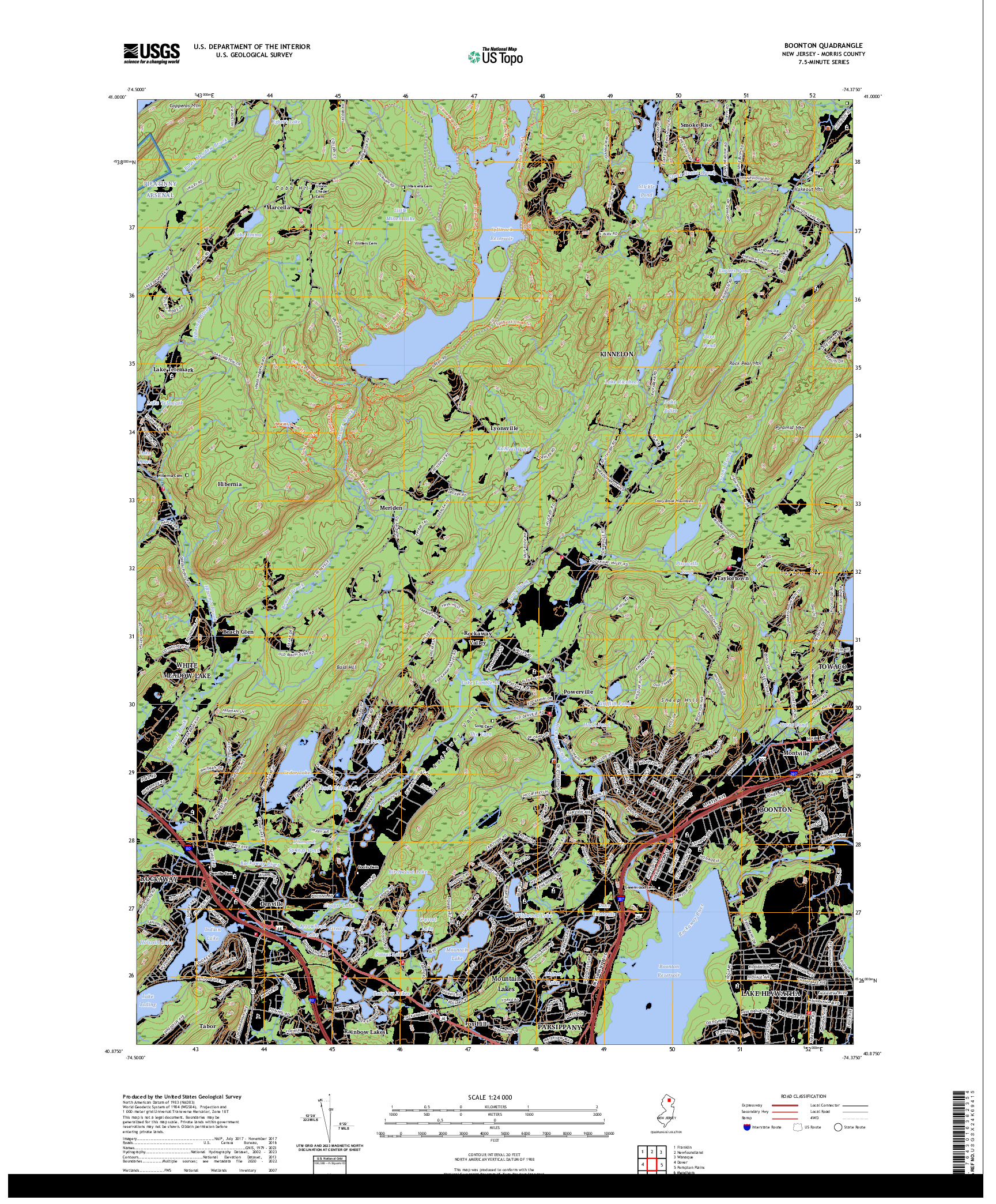 US TOPO 7.5-MINUTE MAP FOR BOONTON, NJ