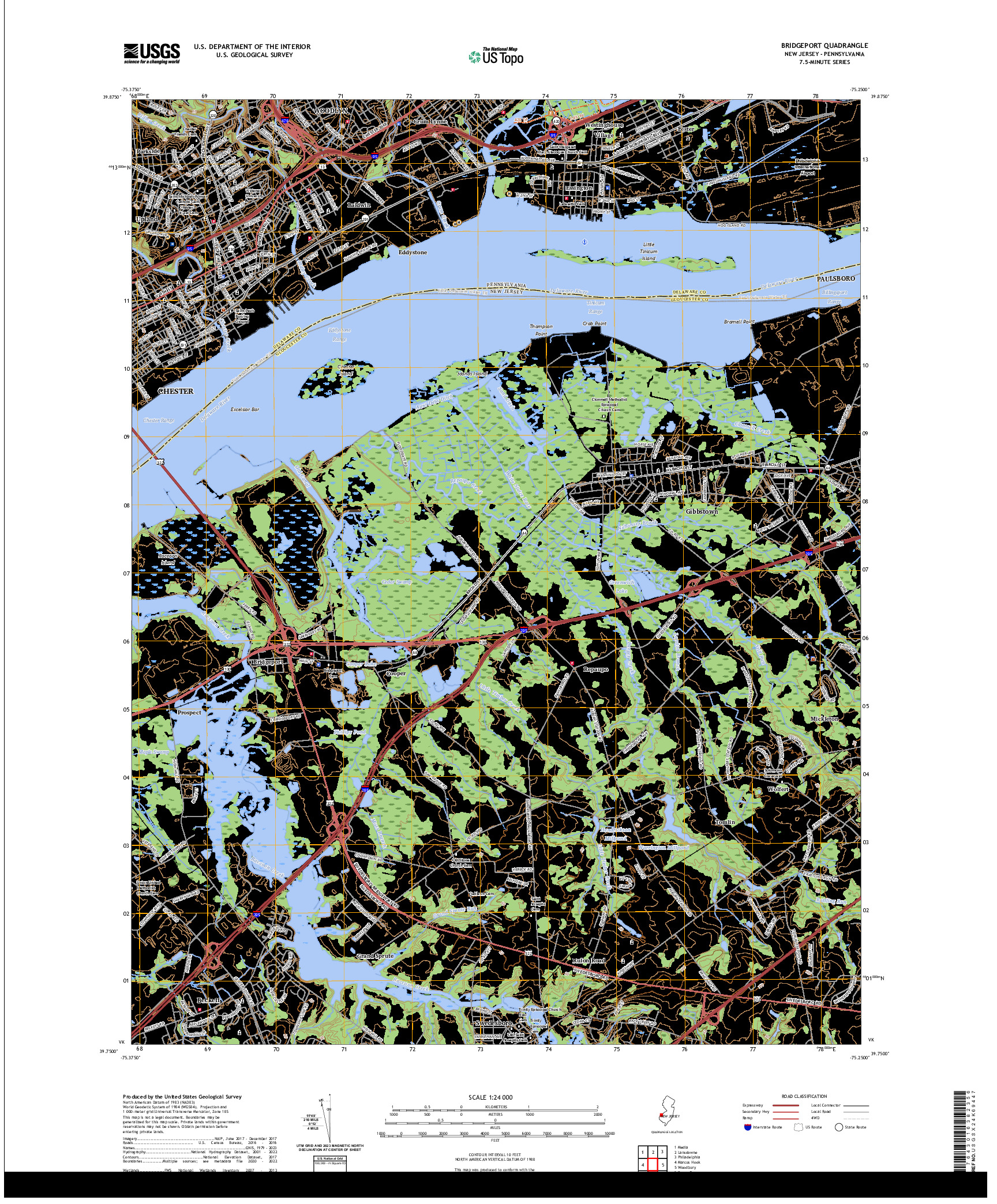 US TOPO 7.5-MINUTE MAP FOR BRIDGEPORT, NJ,PA