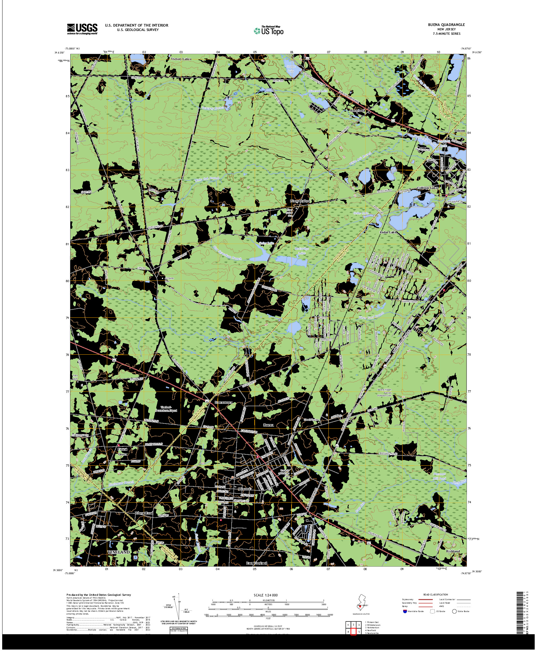 US TOPO 7.5-MINUTE MAP FOR BUENA, NJ