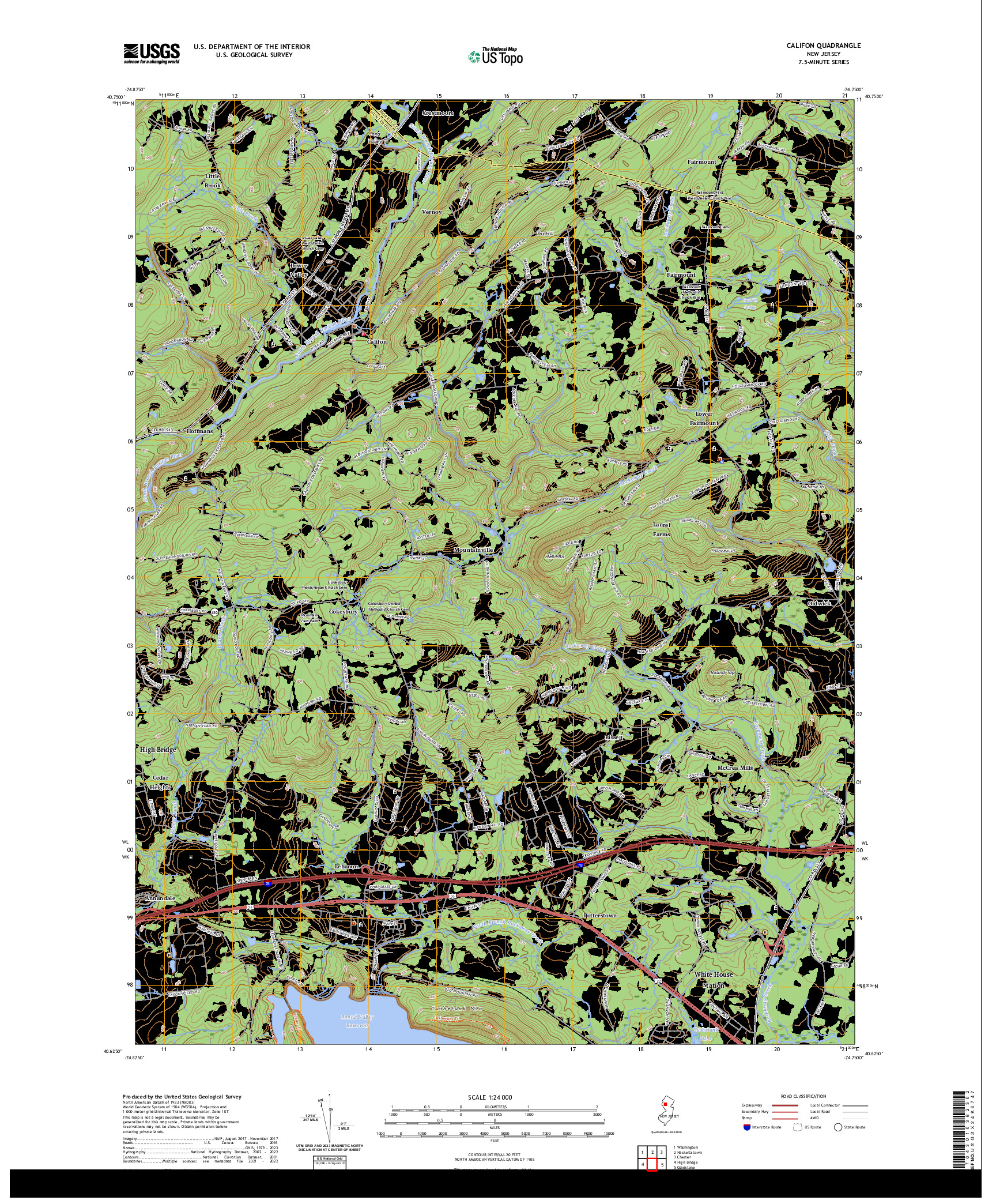 US TOPO 7.5-MINUTE MAP FOR CALIFON, NJ