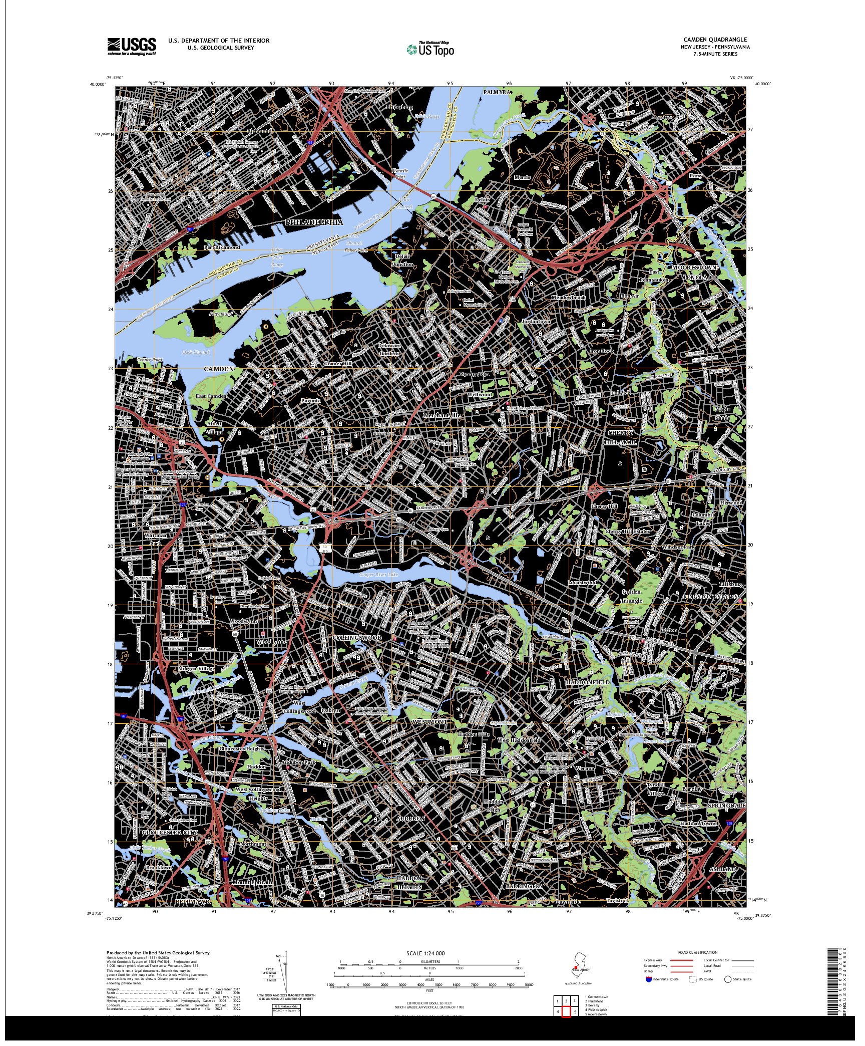 US TOPO 7.5-MINUTE MAP FOR CAMDEN, NJ,PA