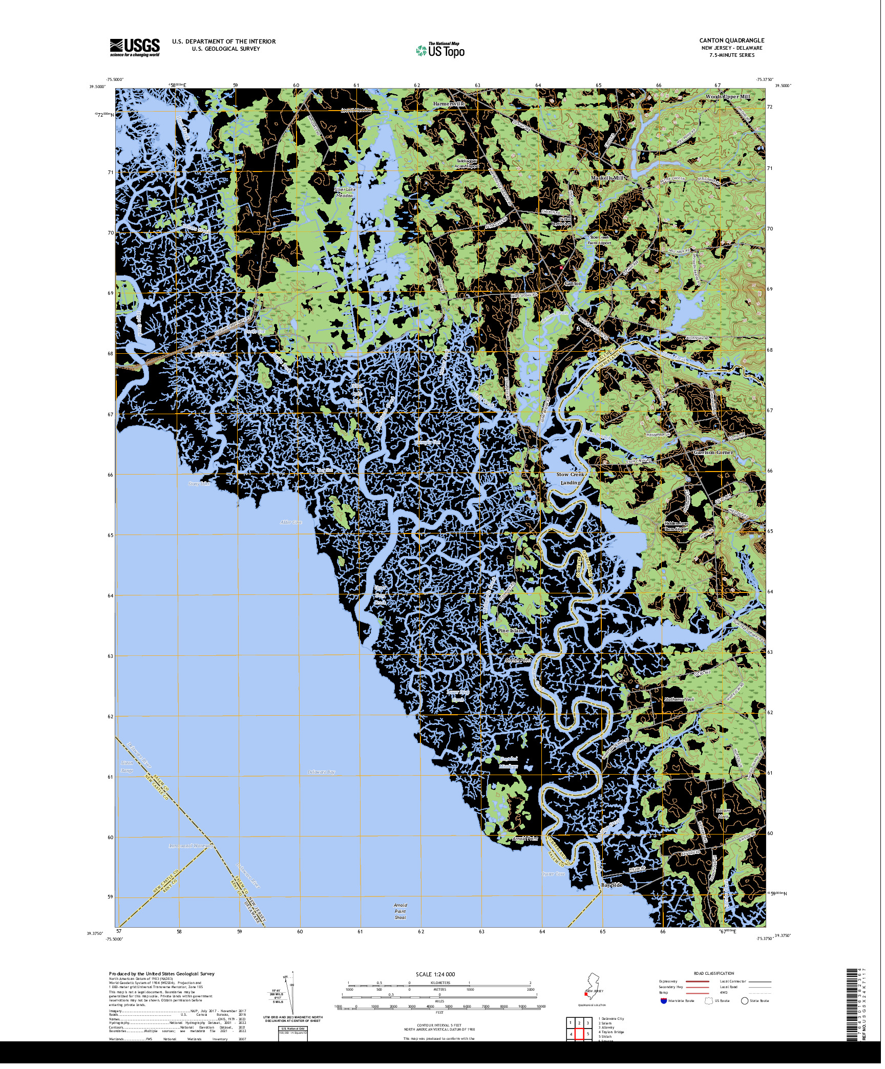 US TOPO 7.5-MINUTE MAP FOR CANTON, NJ,DE