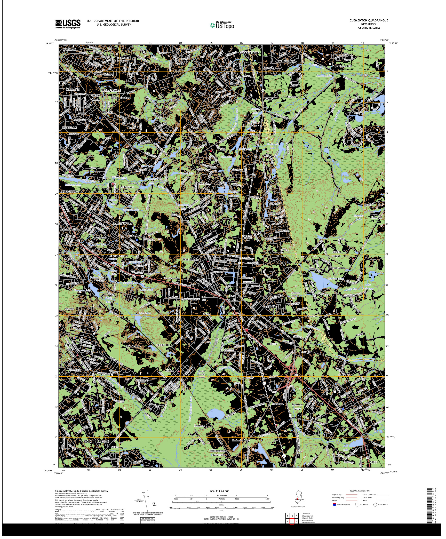 US TOPO 7.5-MINUTE MAP FOR CLEMENTON, NJ