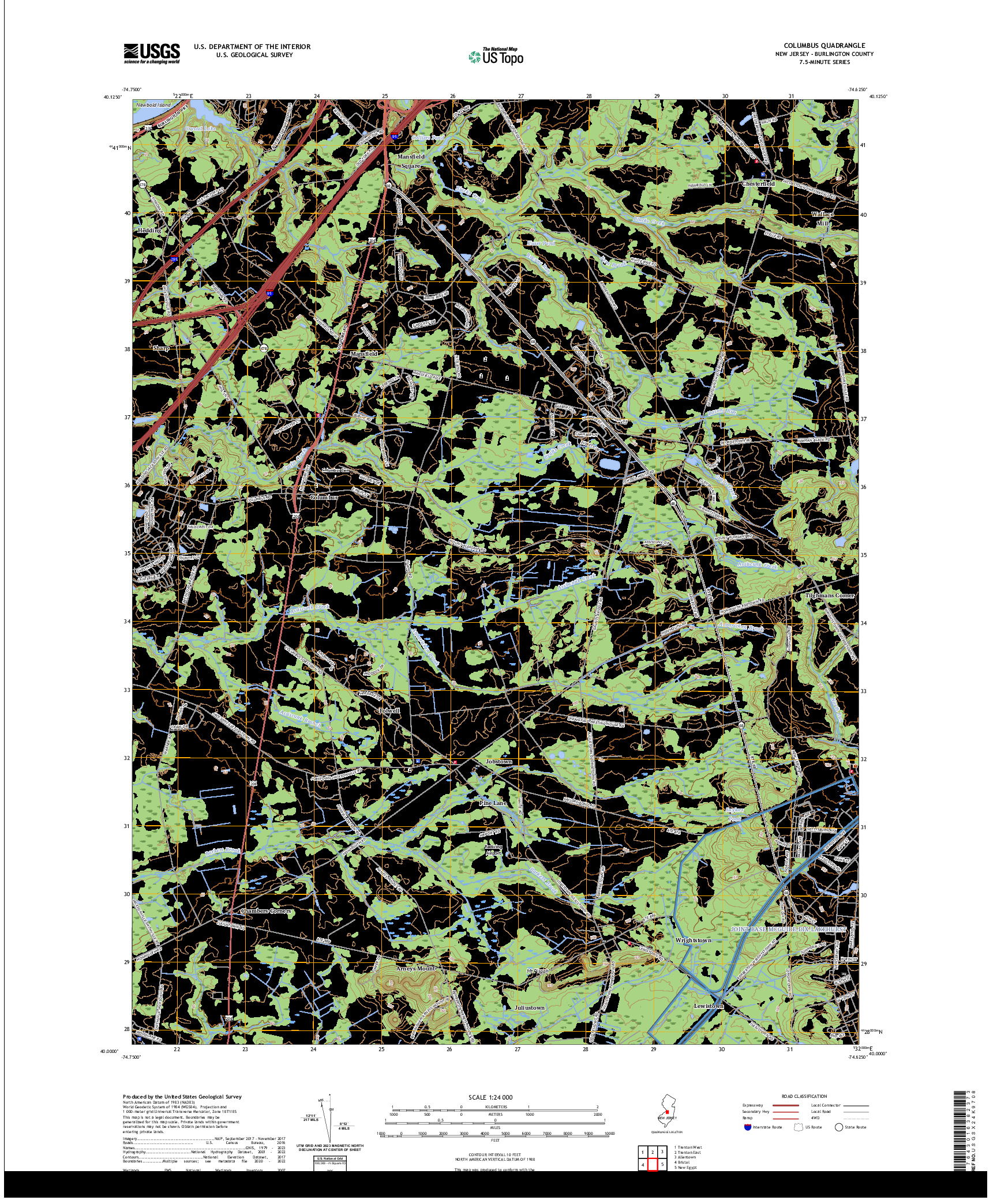 US TOPO 7.5-MINUTE MAP FOR COLUMBUS, NJ