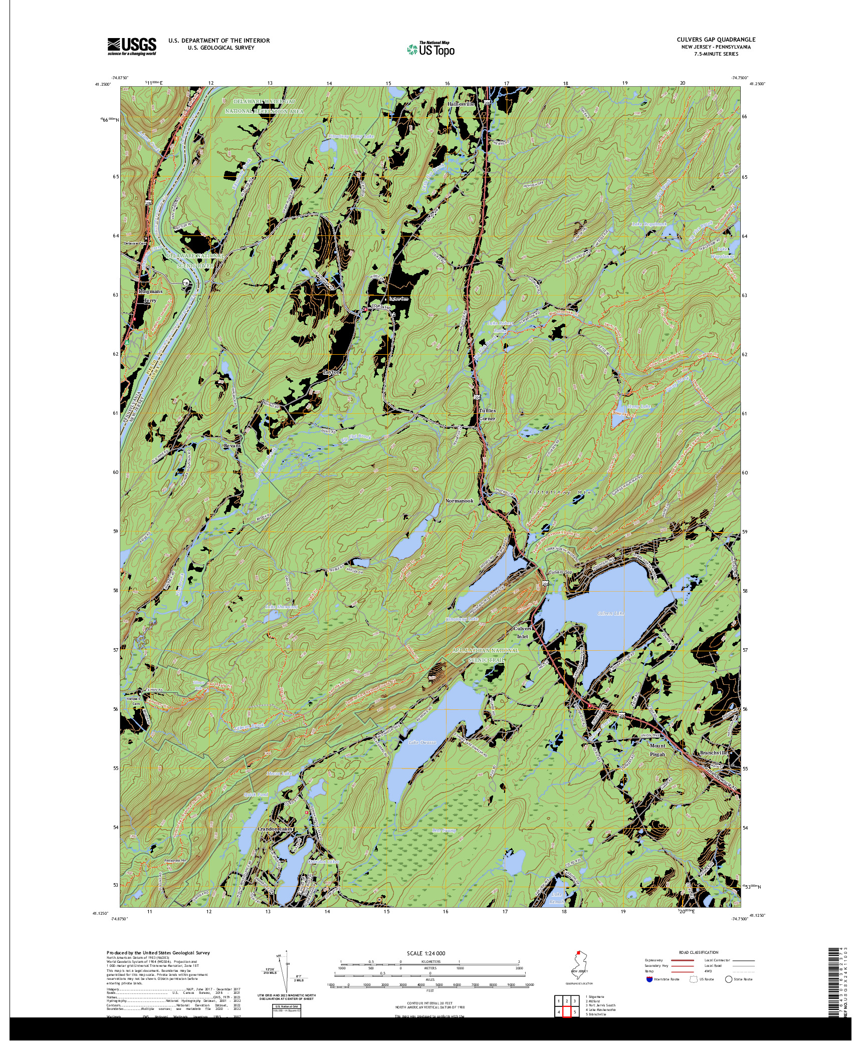 US TOPO 7.5-MINUTE MAP FOR CULVERS GAP, NJ,PA