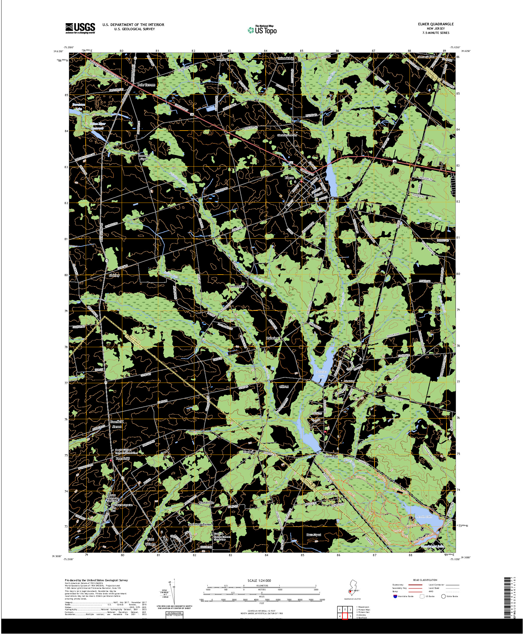 US TOPO 7.5-MINUTE MAP FOR ELMER, NJ