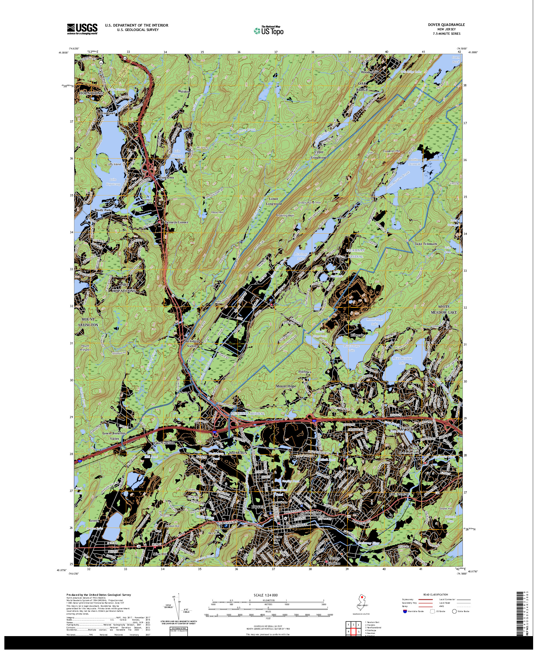 US TOPO 7.5-MINUTE MAP FOR DOVER, NJ