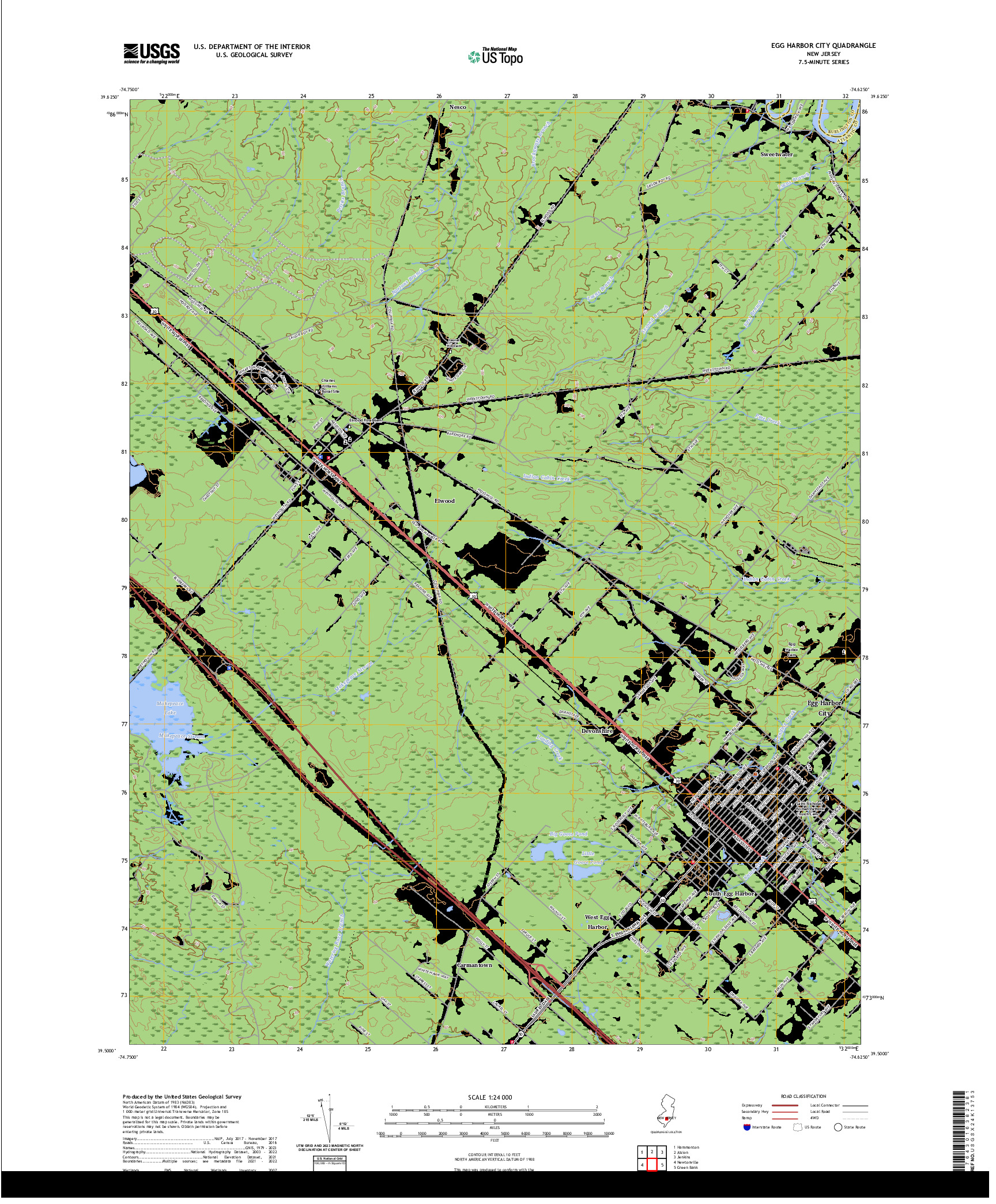 US TOPO 7.5-MINUTE MAP FOR EGG HARBOR CITY, NJ