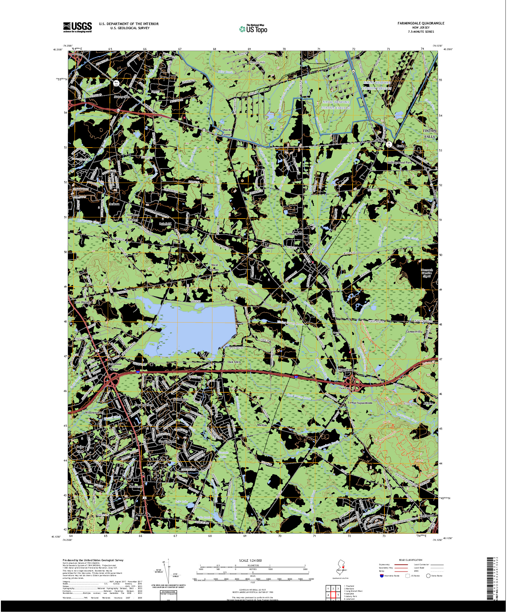 US TOPO 7.5-MINUTE MAP FOR FARMINGDALE, NJ