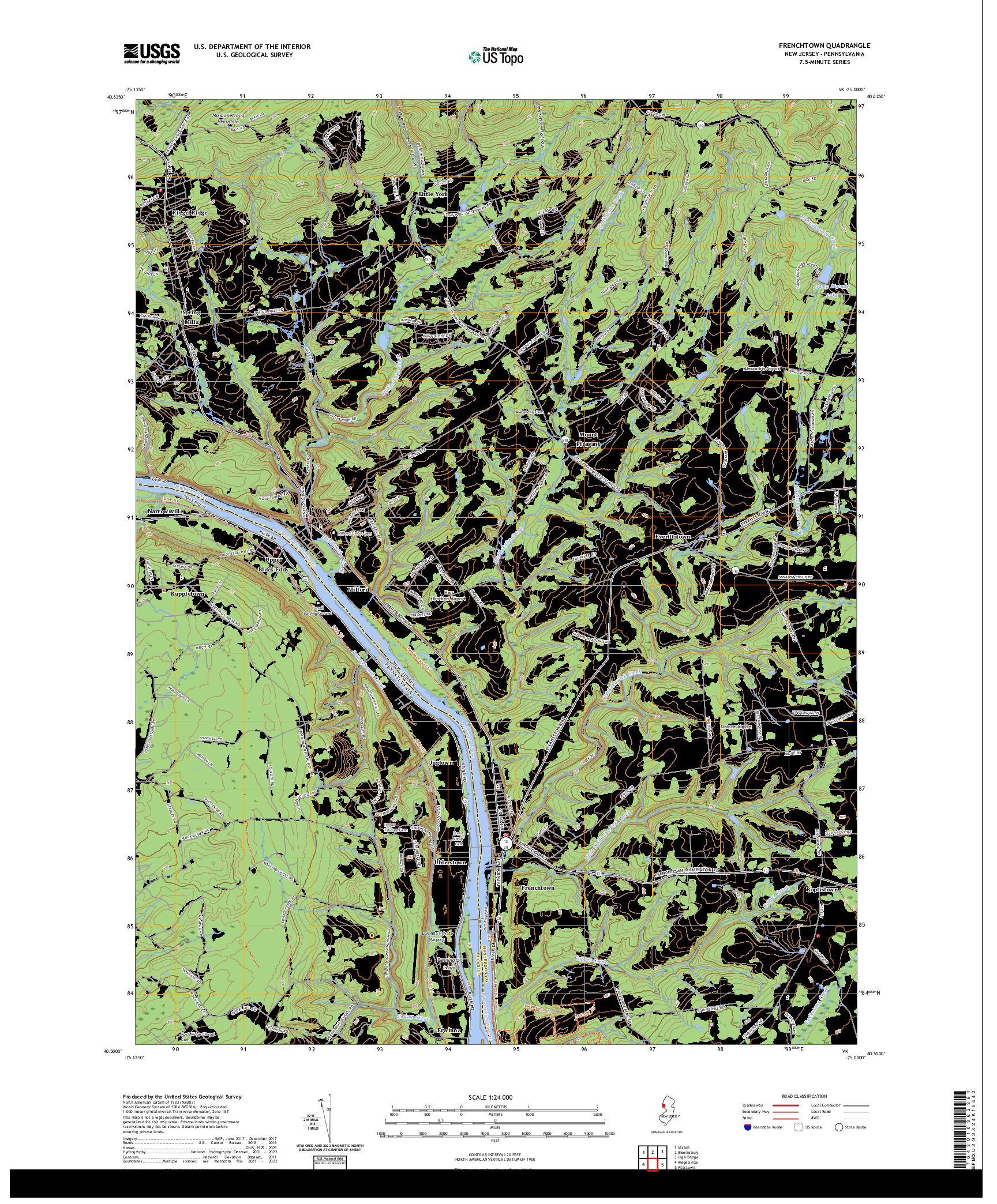 US TOPO 7.5-MINUTE MAP FOR FRENCHTOWN, NJ,PA