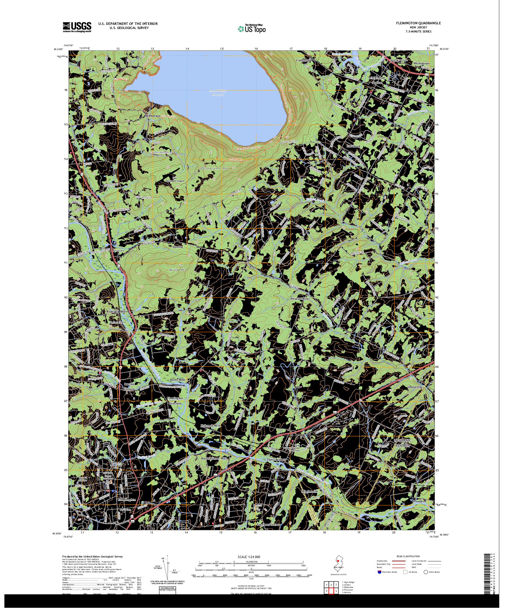 US TOPO 7.5-MINUTE MAP FOR FLEMINGTON, NJ