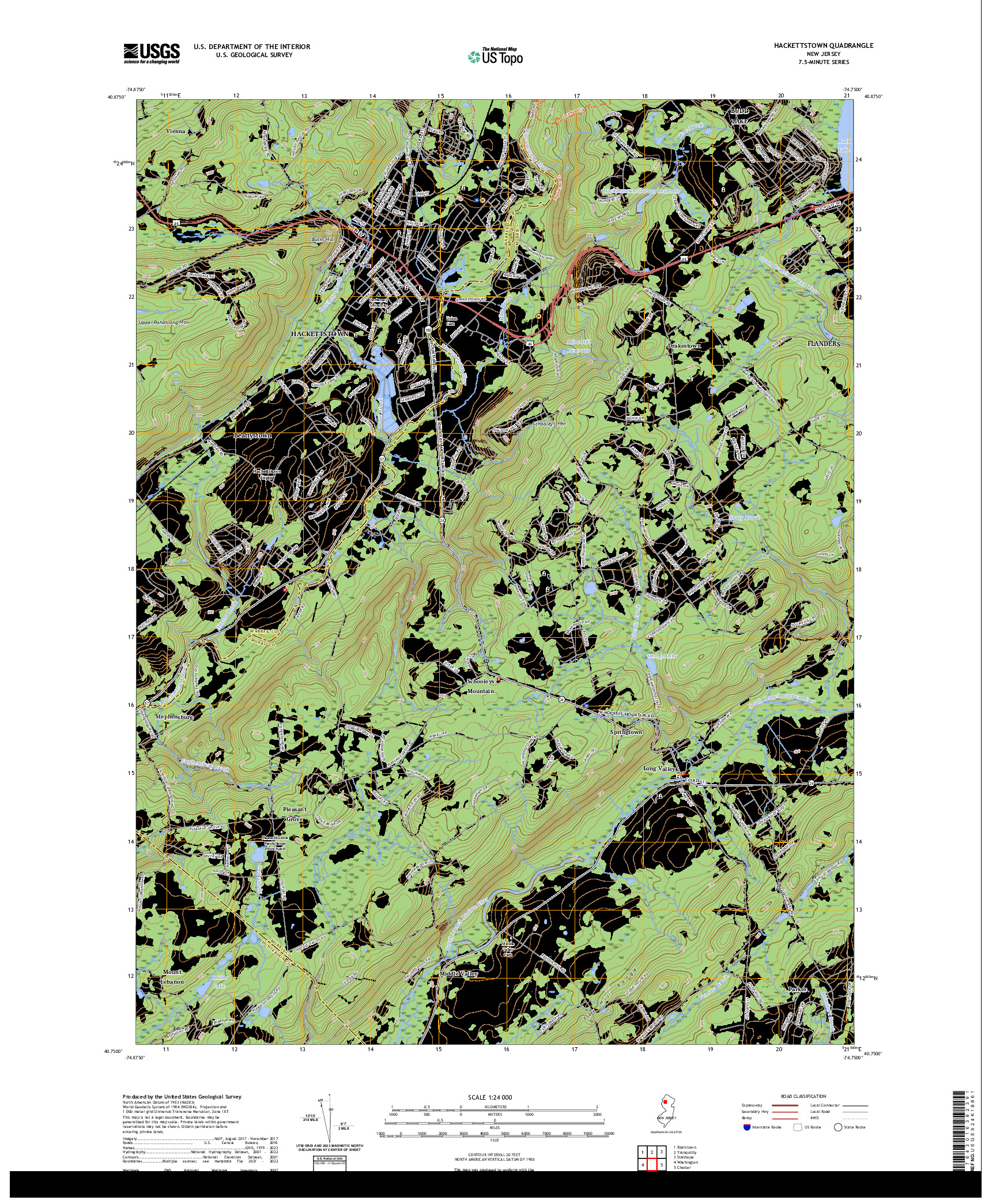 US TOPO 7.5-MINUTE MAP FOR HACKETTSTOWN, NJ