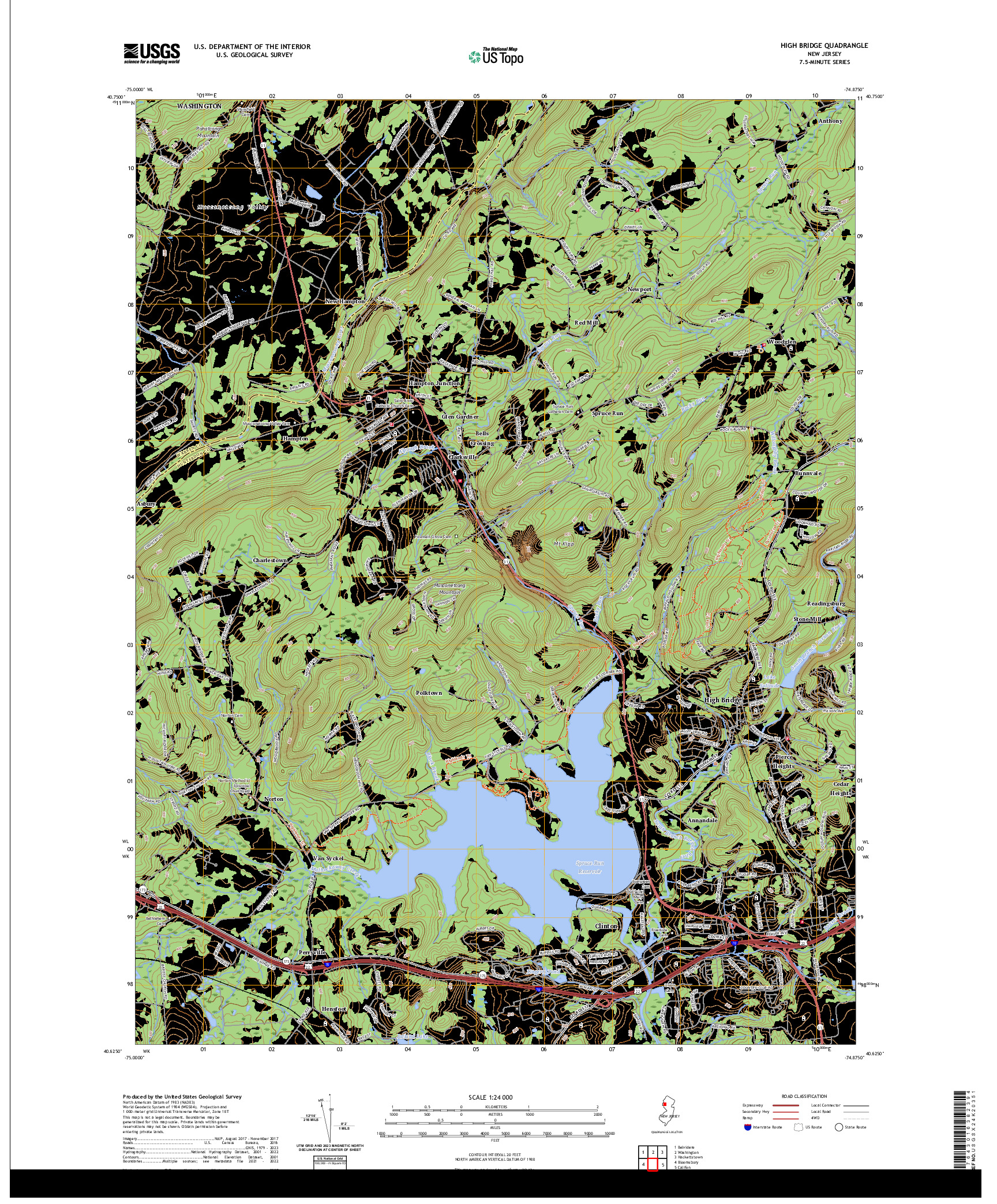 US TOPO 7.5-MINUTE MAP FOR HIGH BRIDGE, NJ