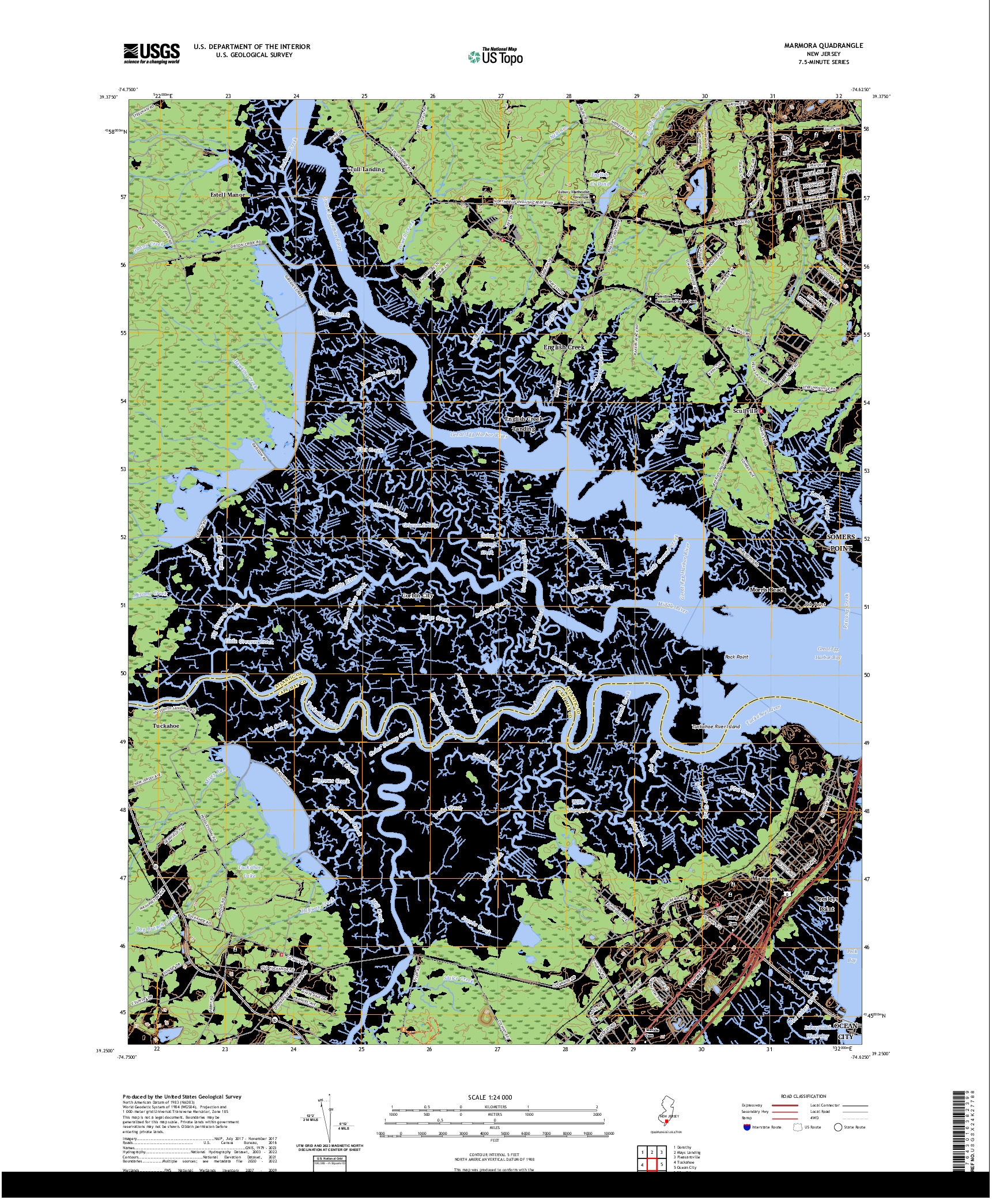 US TOPO 7.5-MINUTE MAP FOR MARMORA, NJ