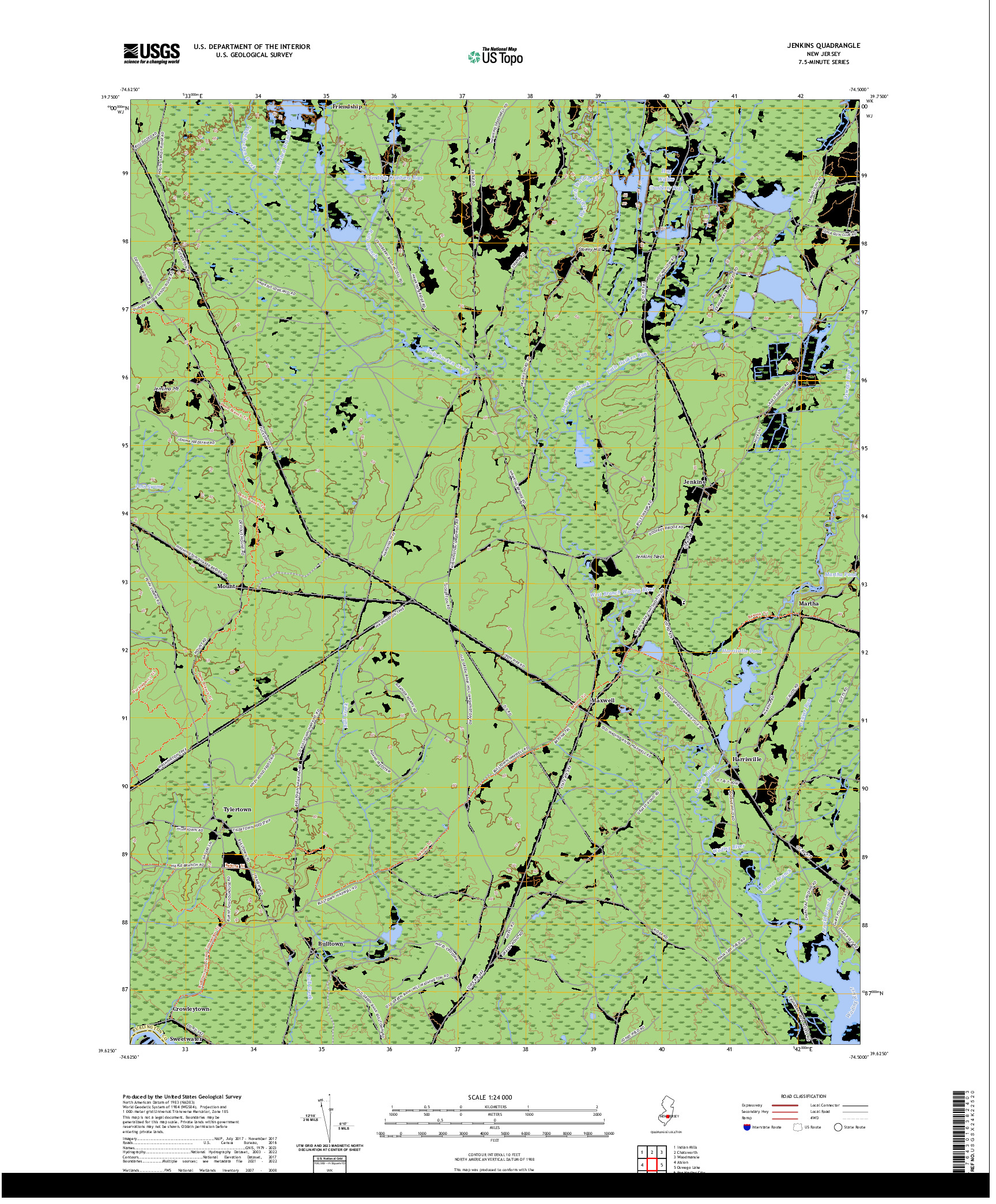 US TOPO 7.5-MINUTE MAP FOR JENKINS, NJ